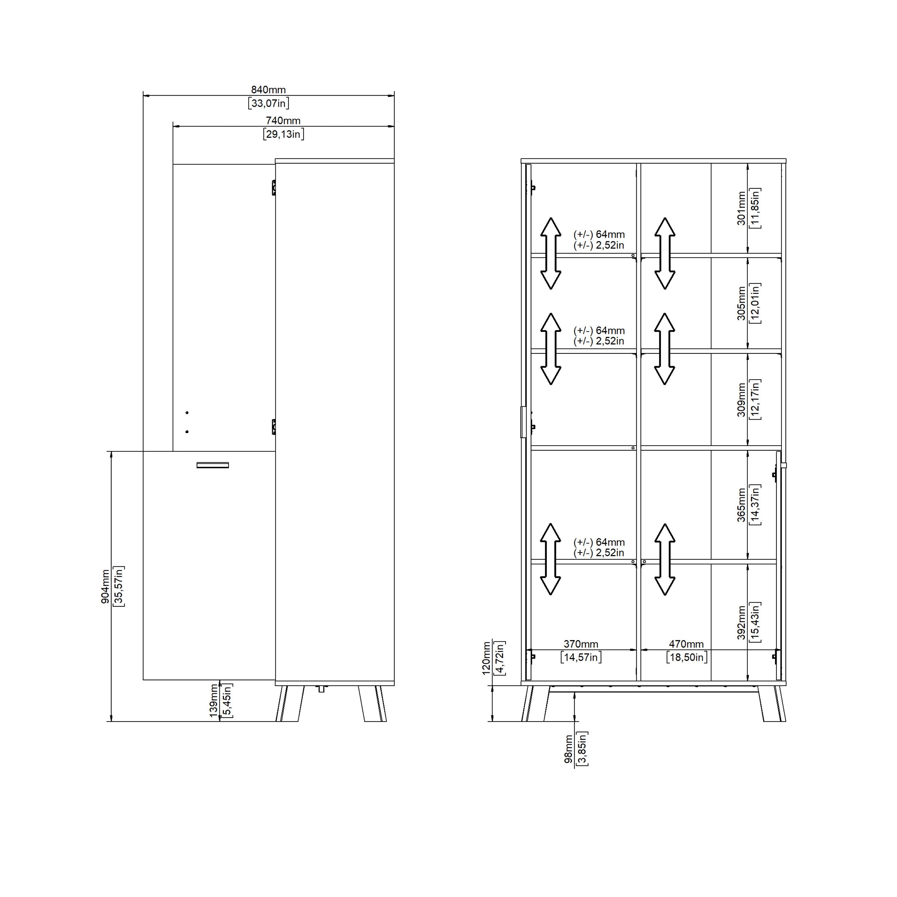 Ikast China Cabinet 2 Doors in Jackson Hickory and White – FTG, view 12