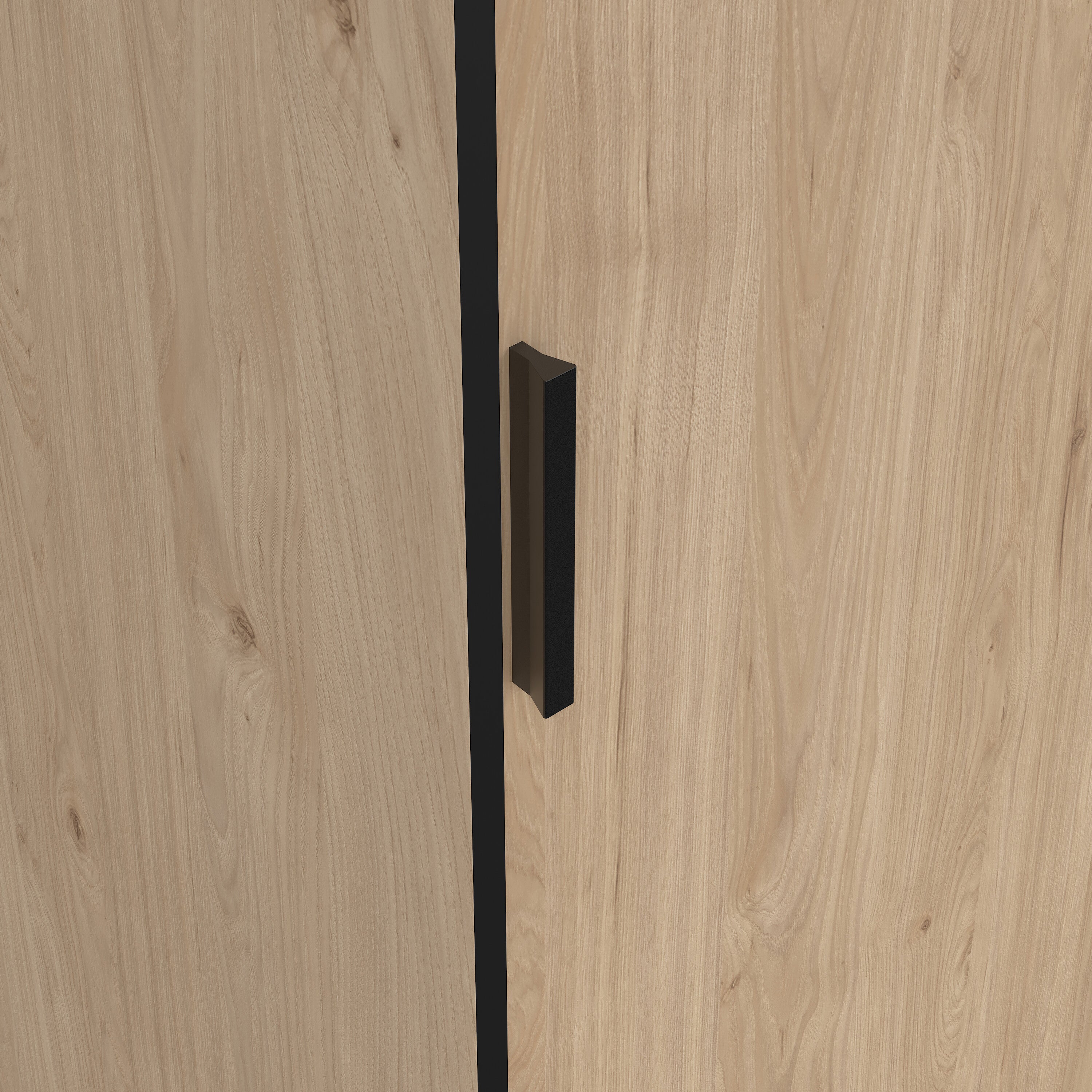 Line Wardrobe with 2 Sliding Doors 1 Small Door and 2 Drawers in Jackson Hickory Oak – FTG, view 10