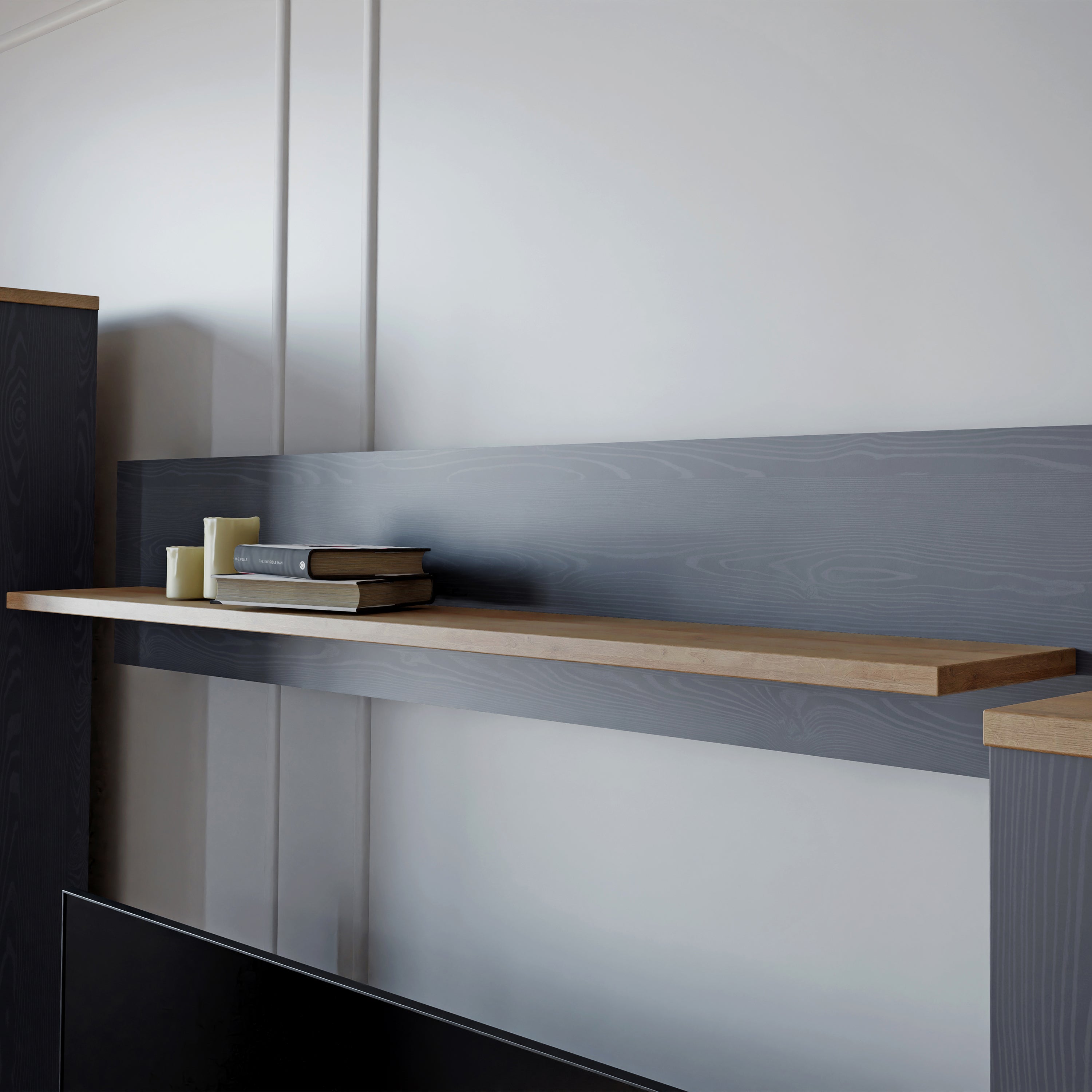 Bohol 160cm Wall Shelf in Riviera Oak/Navy – FTG, view 4