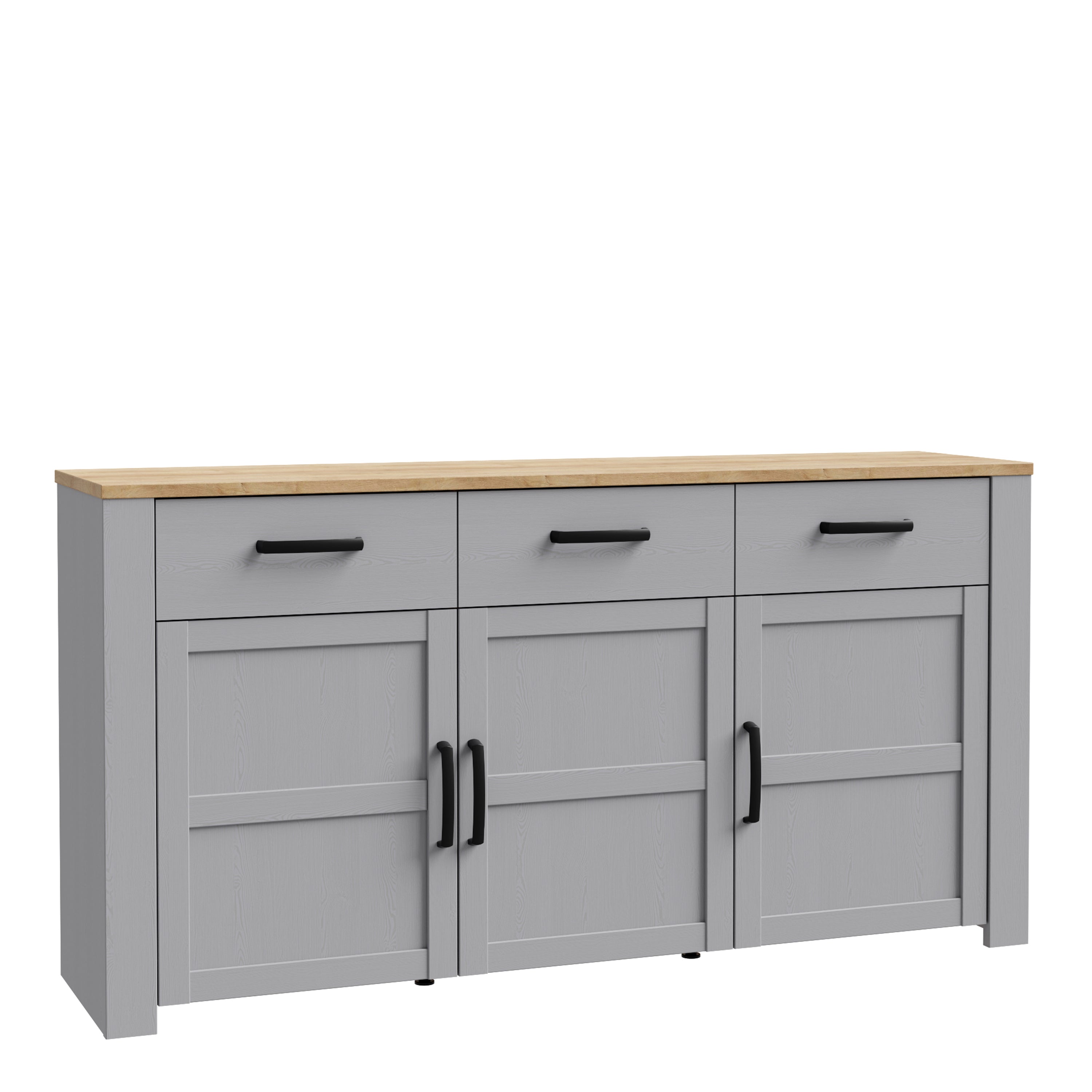 Bohol 3 Door 3 Drawer Sideboard in Riviera Oak/Grey Oak – FTG