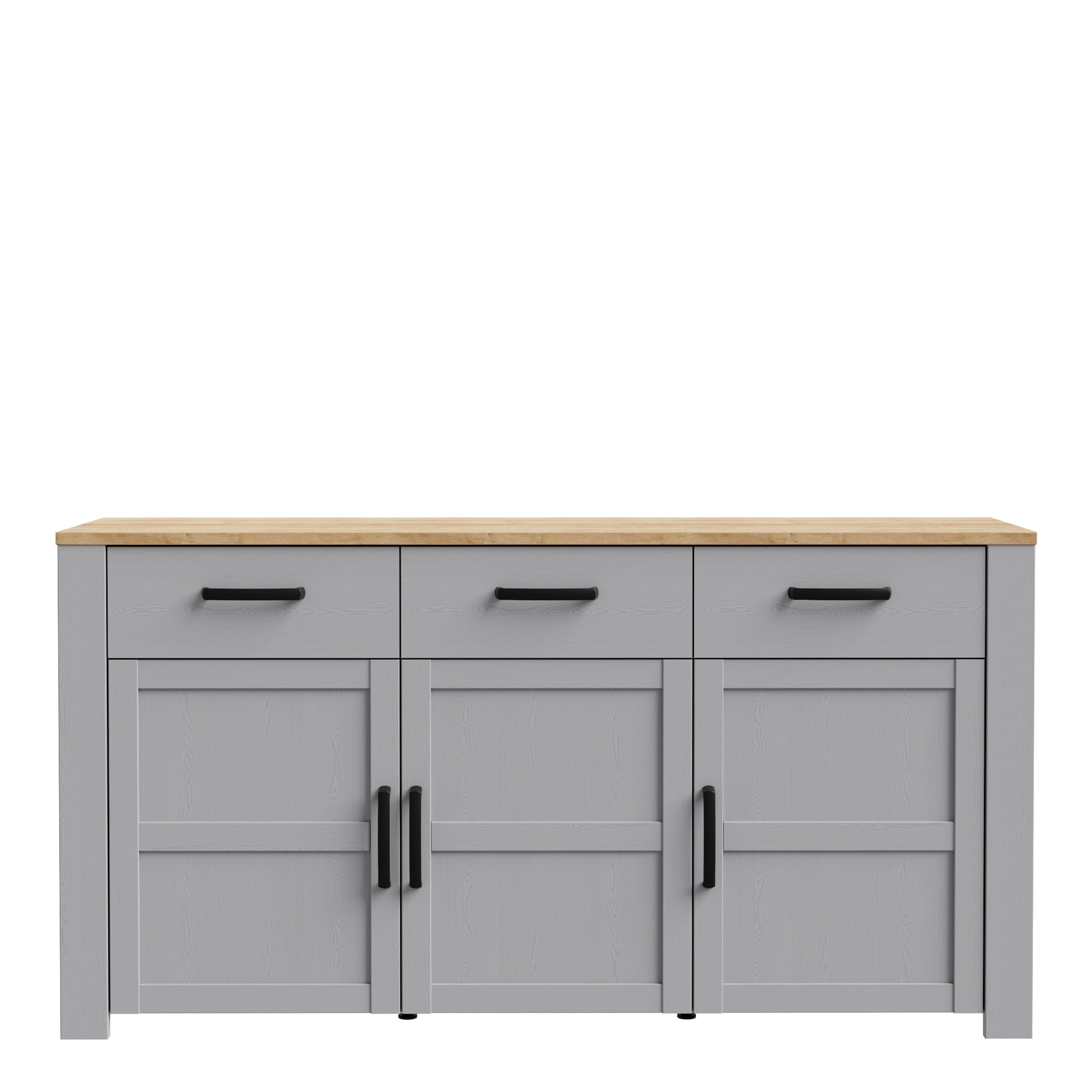 Bohol 3 Door 3 Drawer Sideboard in Riviera Oak/Grey Oak – FTG, view 2