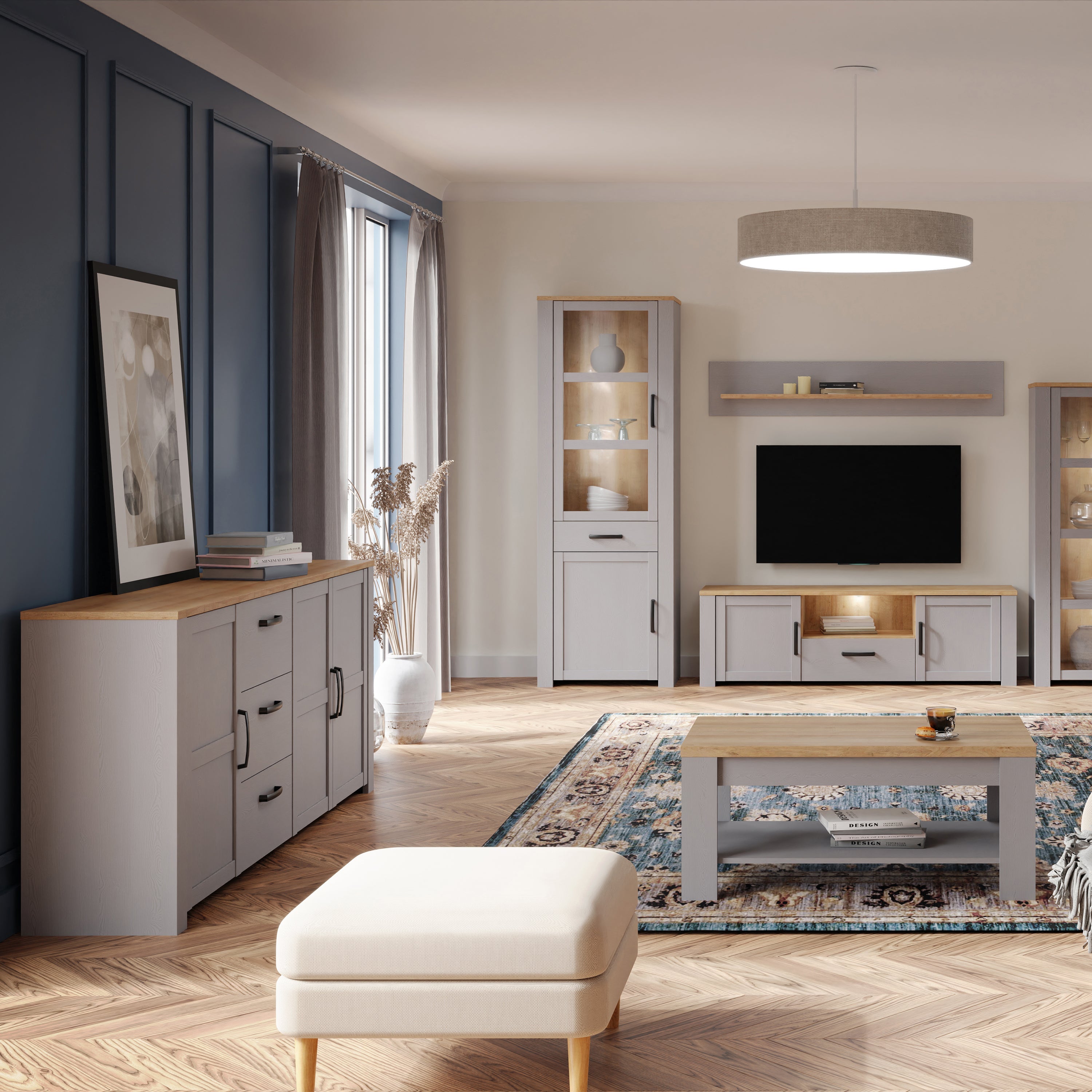 Bohol 3 Door 3 Drawer Sideboard in Riviera Oak/Grey Oak – FTG, view 5