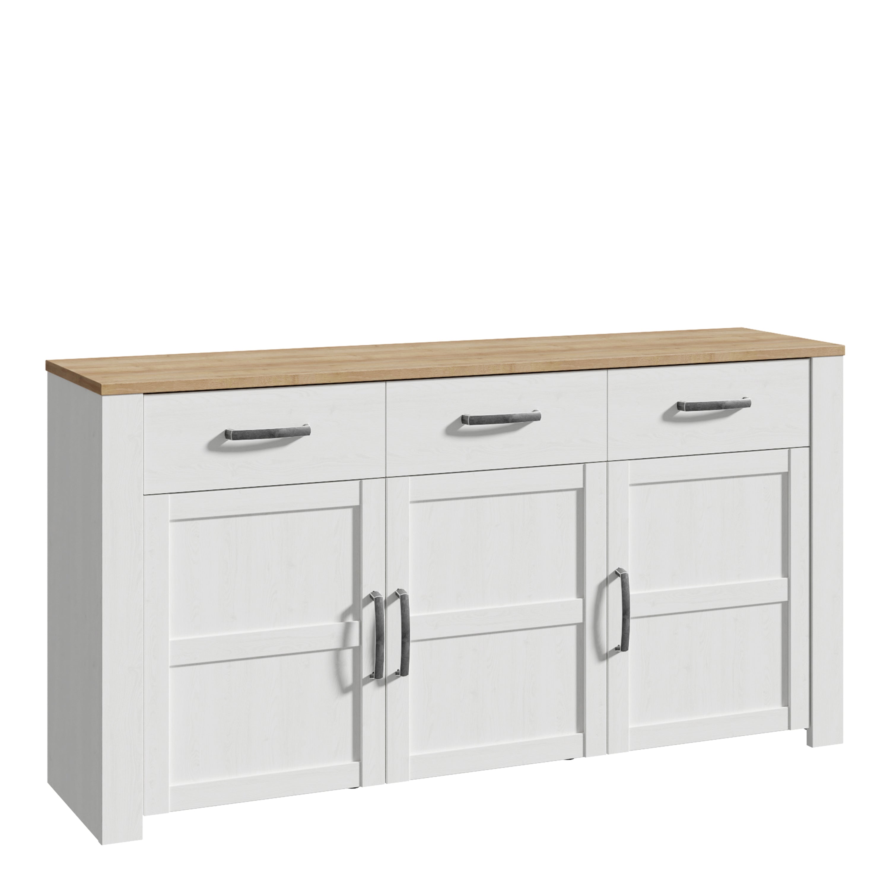 Bohol 3 Door 3 Drawer Sideboard in Riviera Oak/White – FTG