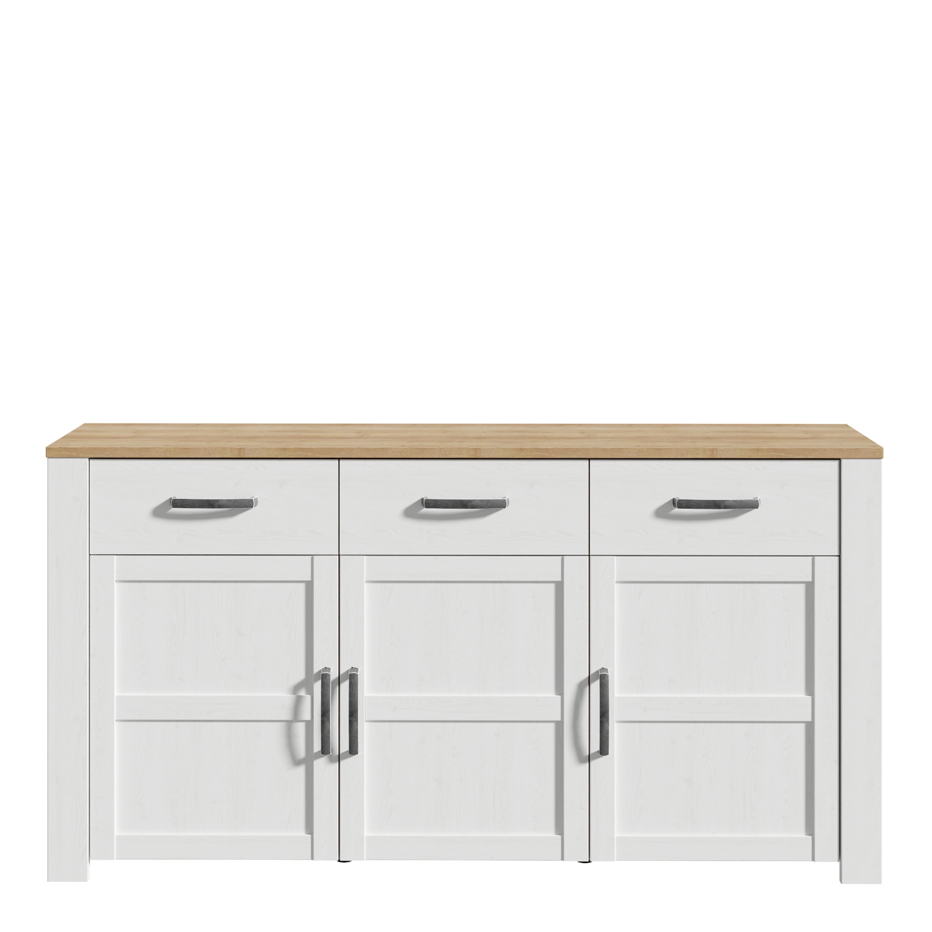 Bohol 3 Door 3 Drawer Sideboard in Riviera Oak/White – FTG, view 2