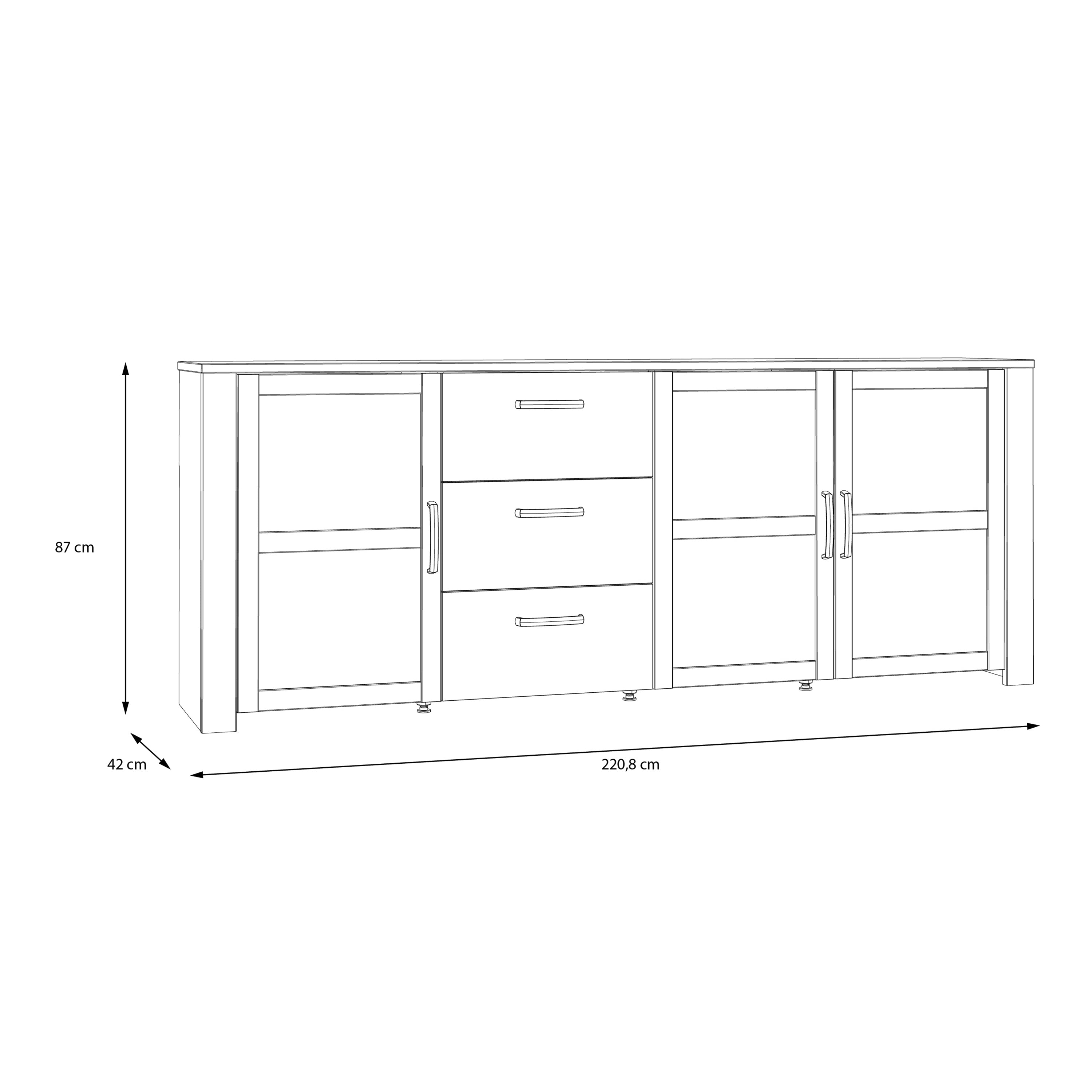 Bohol 3 Door 3 Drawer Large Sideboard in Riviera Oak/Grey Oak – FTG, view 7