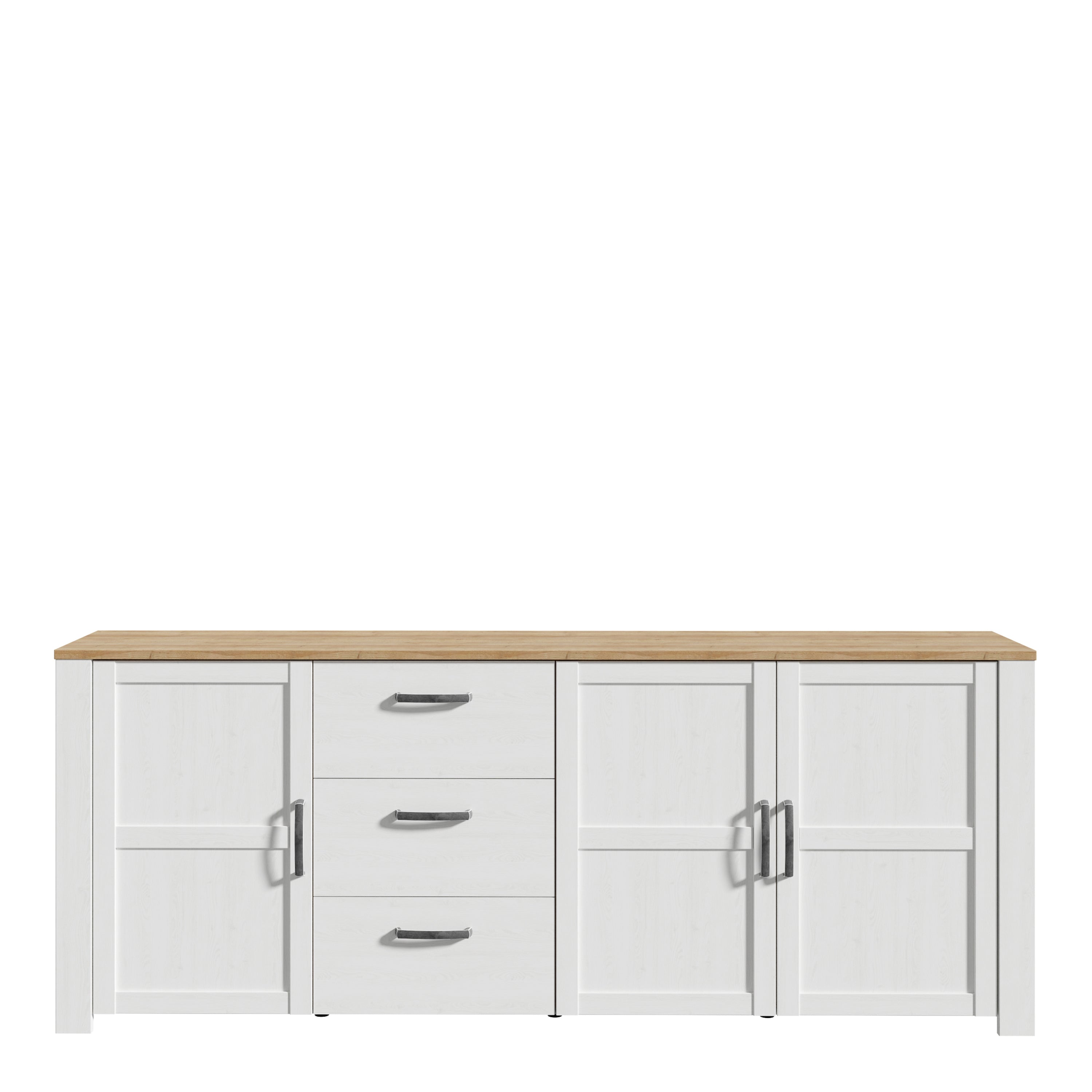 Bohol 3 Door 3 Drawer Large Sideboard in Riviera Oak/White – FTG, view 2