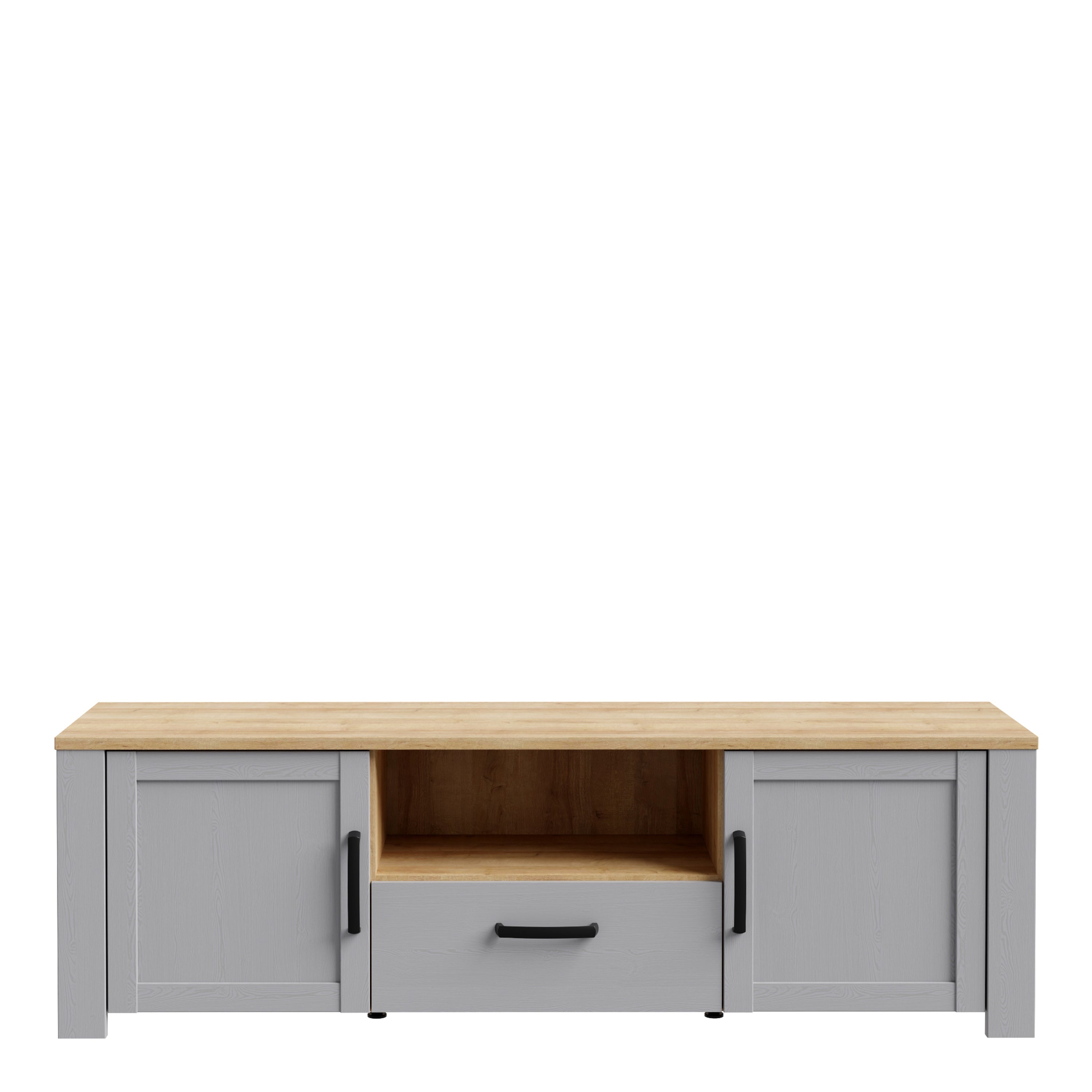 Bohol 2 Door 1 Drawer TV Unit in Riviera Oak/Grey Oak – FTG, view 2