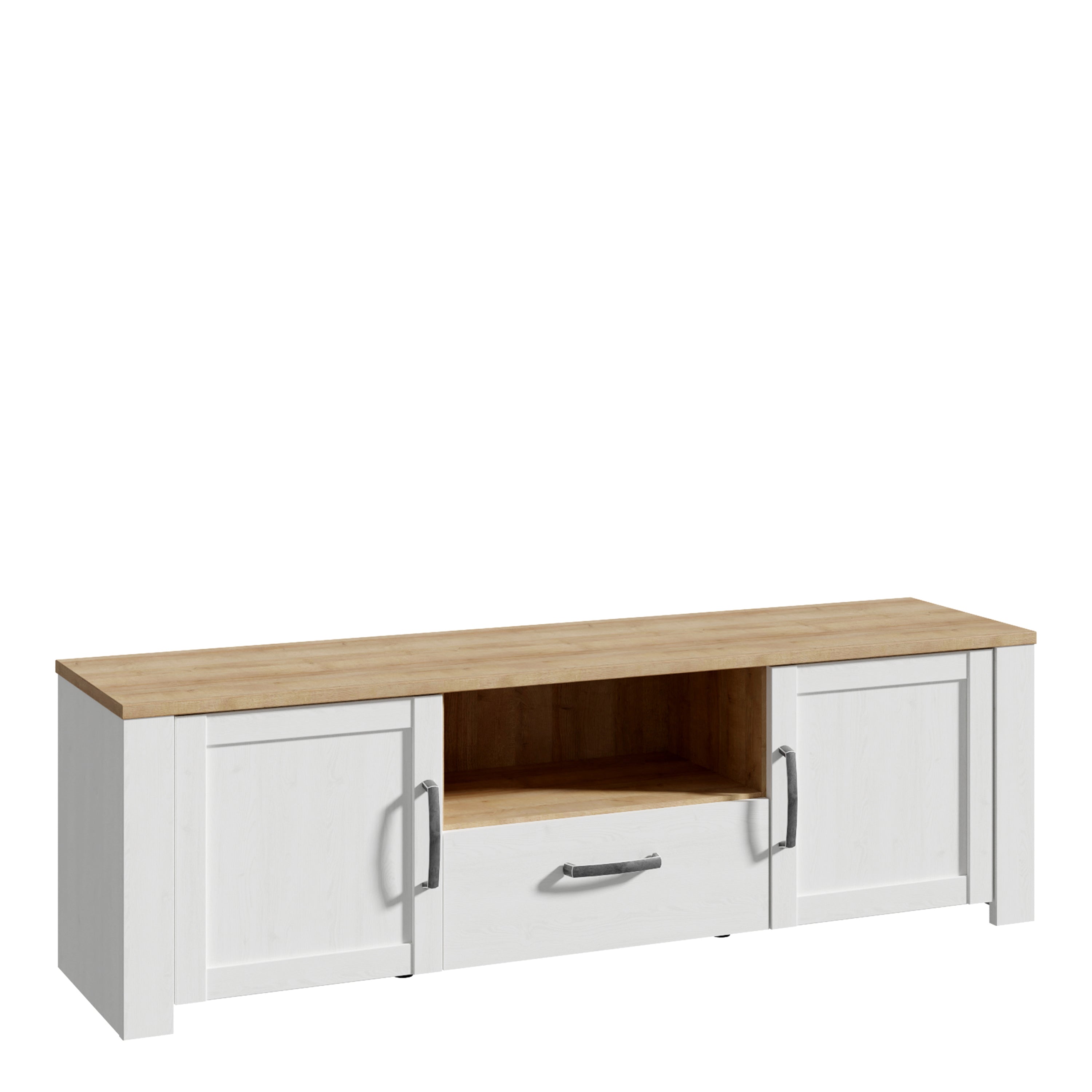 Bohol 2 Door 1 Drawer TV Unit in Riviera Oak/White – FTG