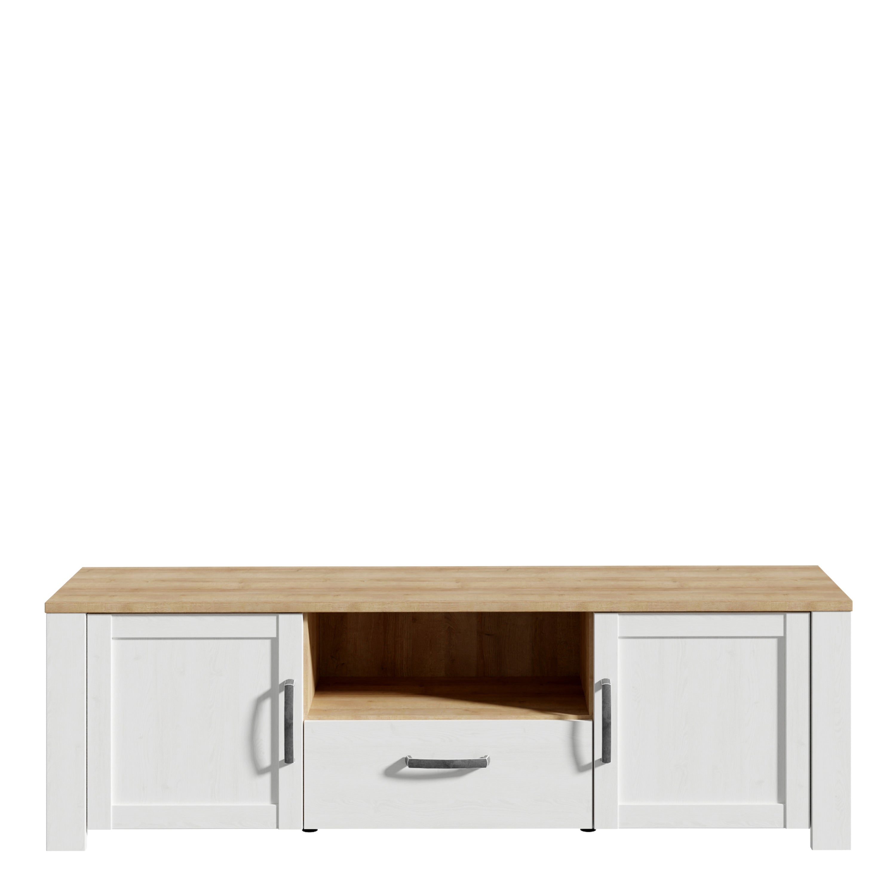 Bohol 2 Door 1 Drawer TV Unit in Riviera Oak/White – FTG, view 2