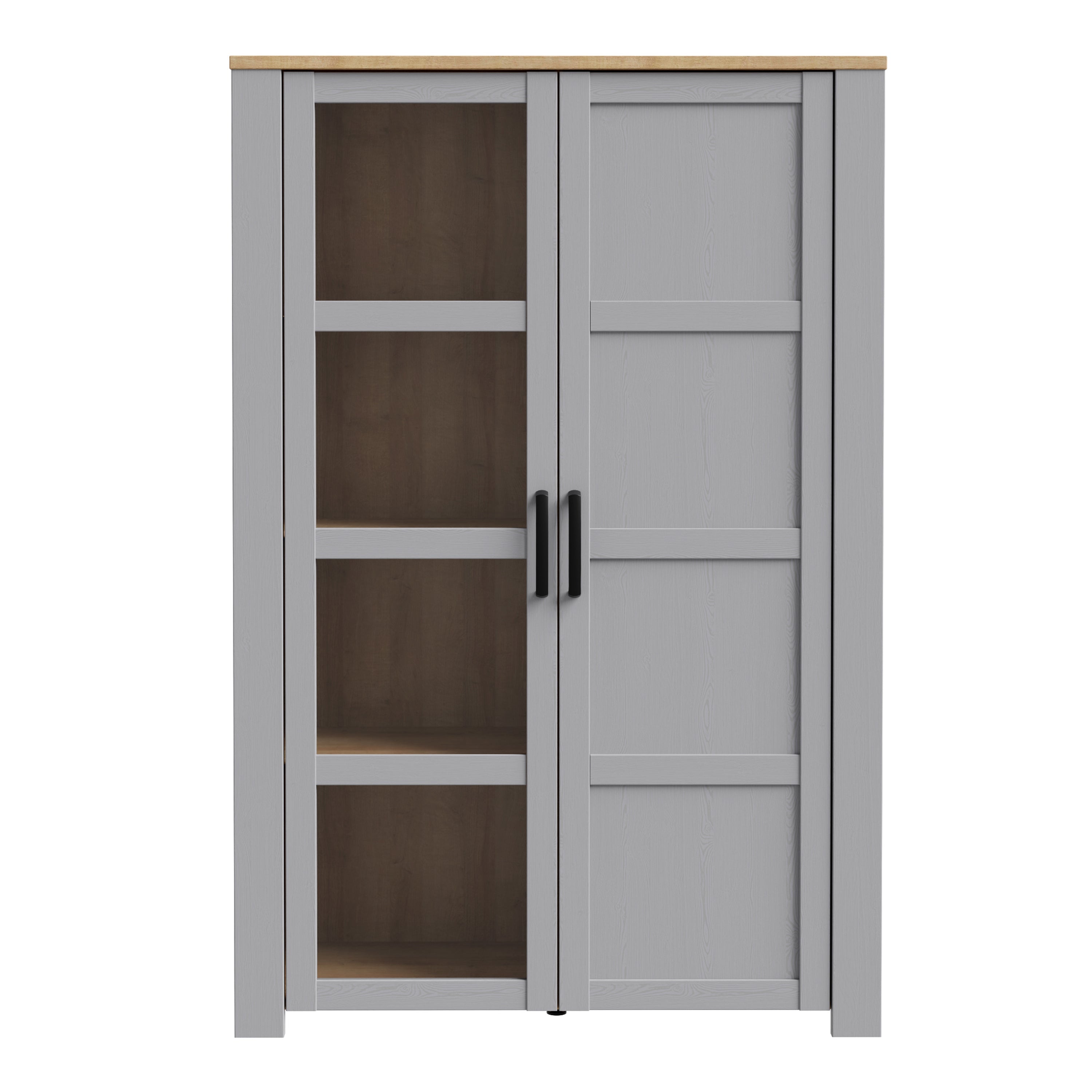 Bohol 2 Door Display Cabinet in Riviera Oak/Grey Oak – FTG