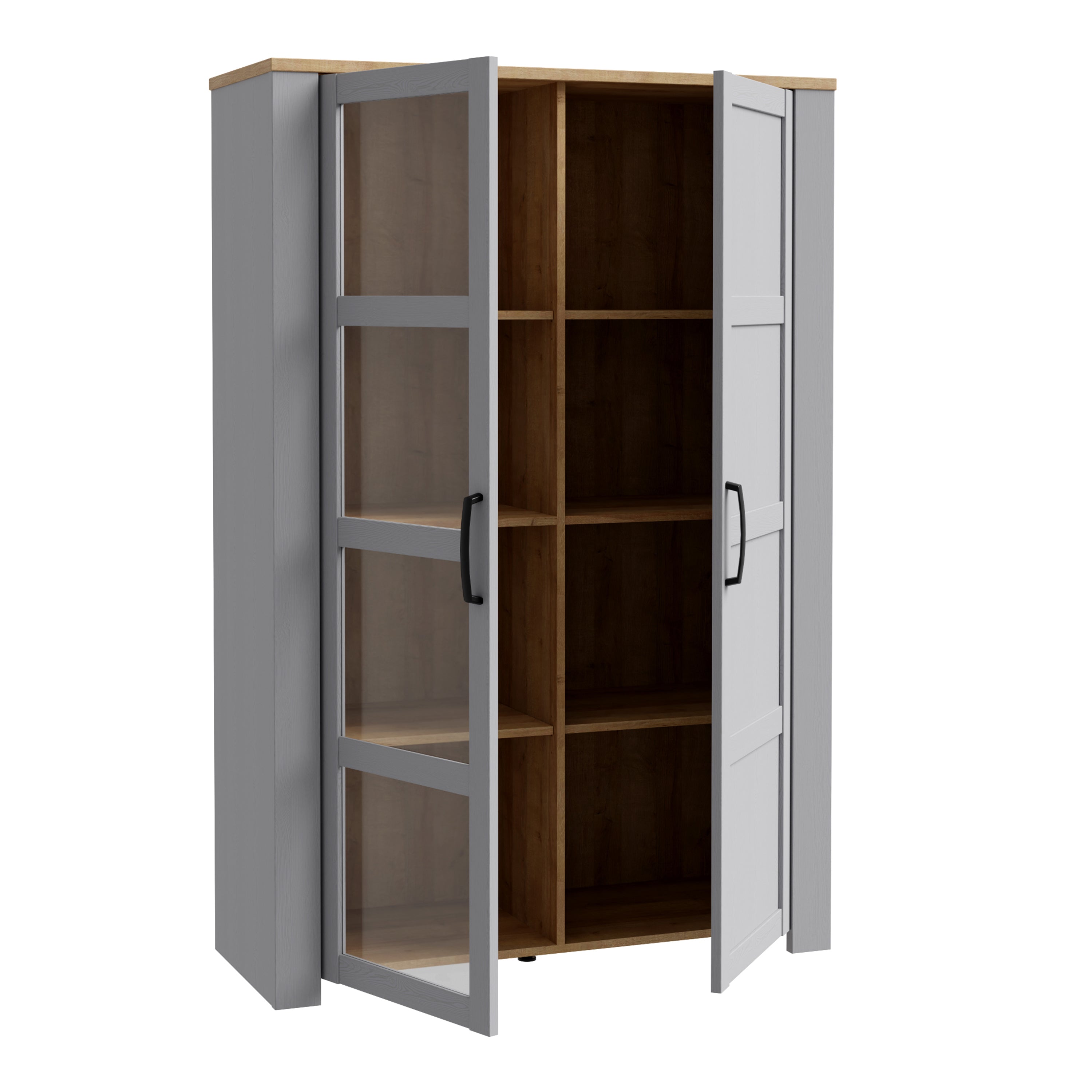 Bohol 2 Door Display Cabinet in Riviera Oak/Grey Oak – FTG, view 2