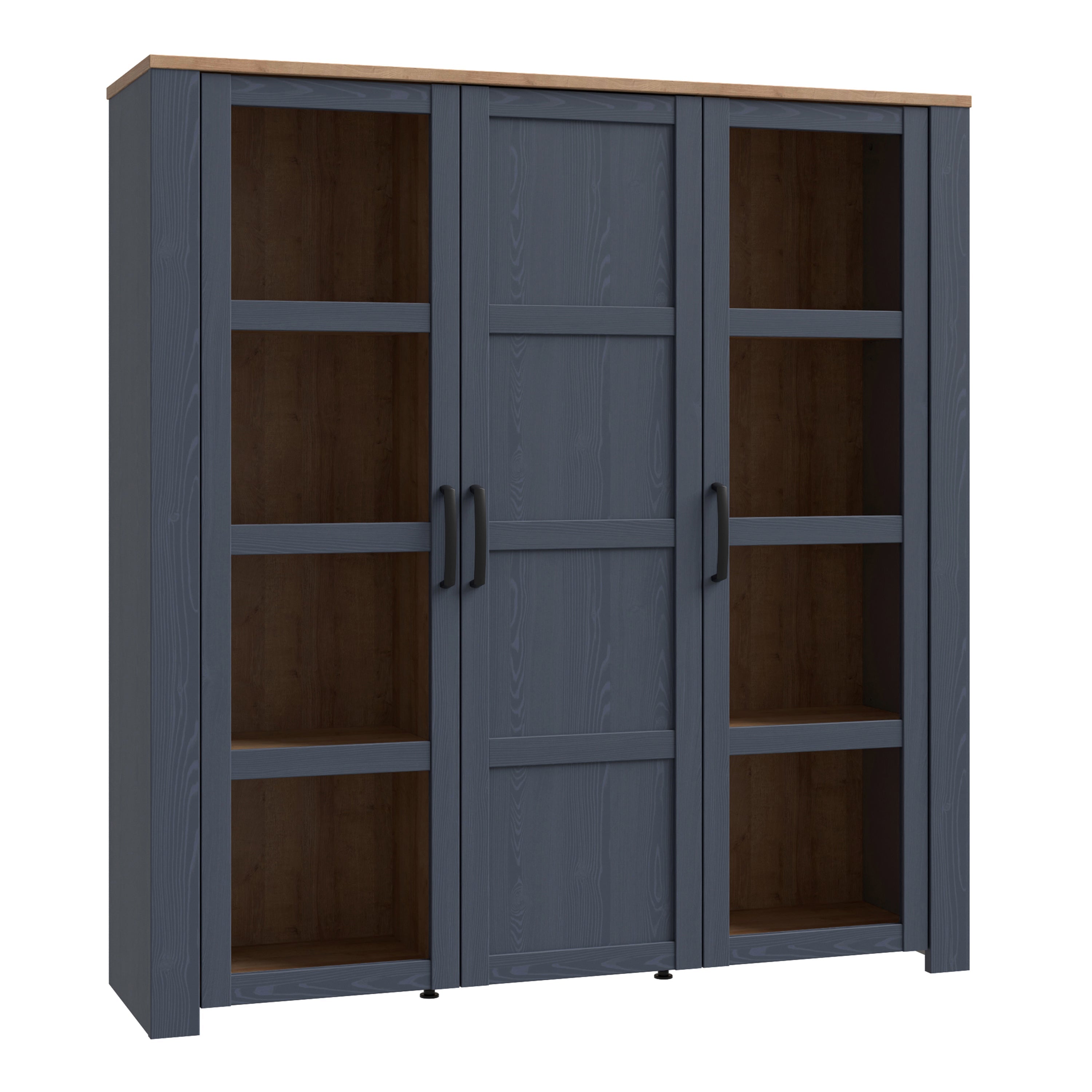 Bohol 3 Door Large Display Cabinet in Riviera Oak/Navy – FTG