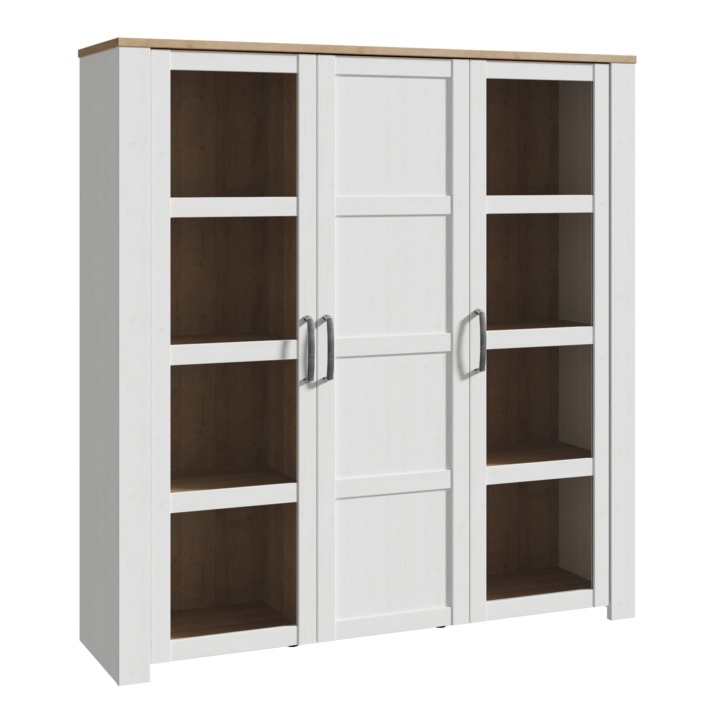 Bohol 3 Door Large Display Cabinet in Riviera Oak/White – FTG