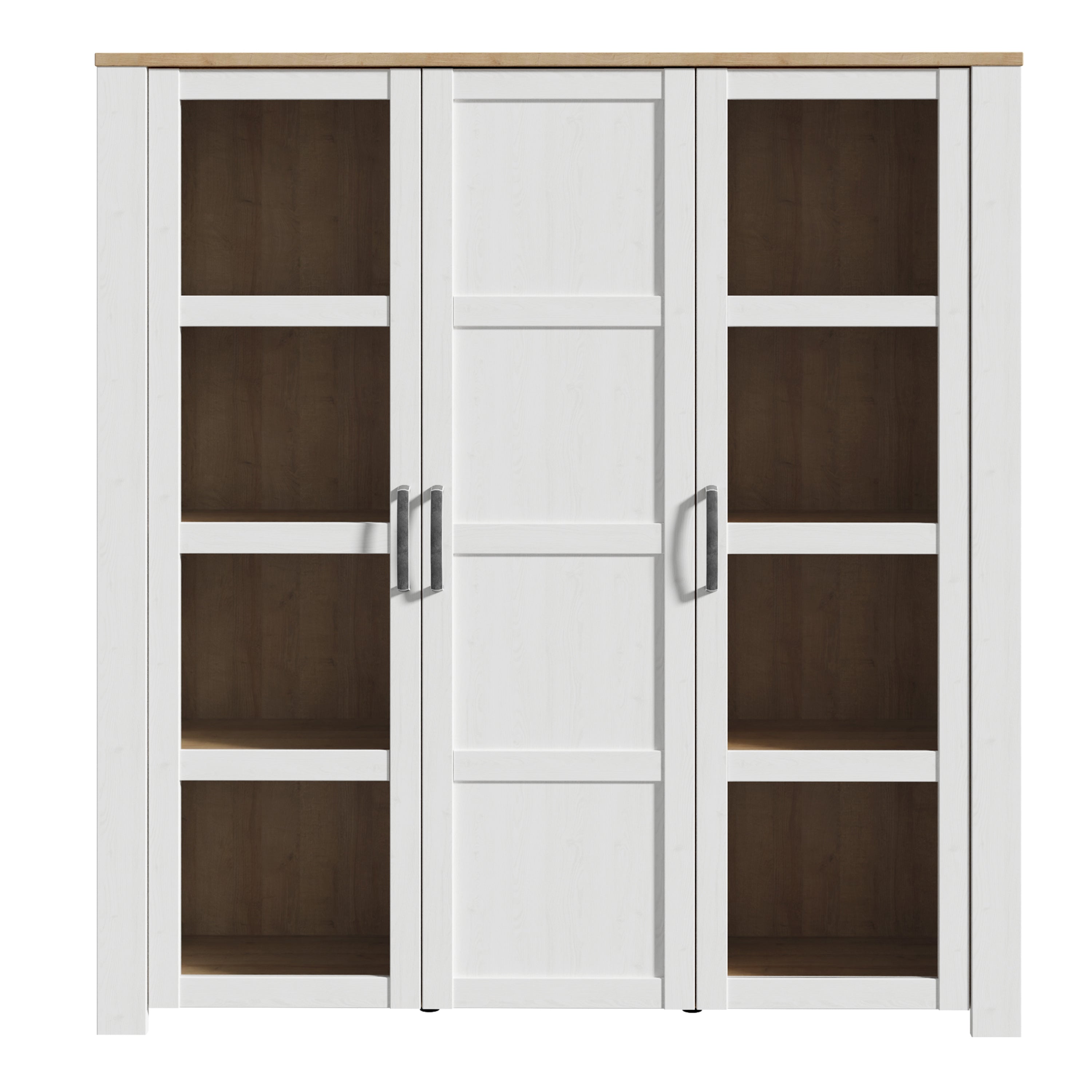 Bohol 3 Door Large Display Cabinet in Riviera Oak/White – FTG, view 2