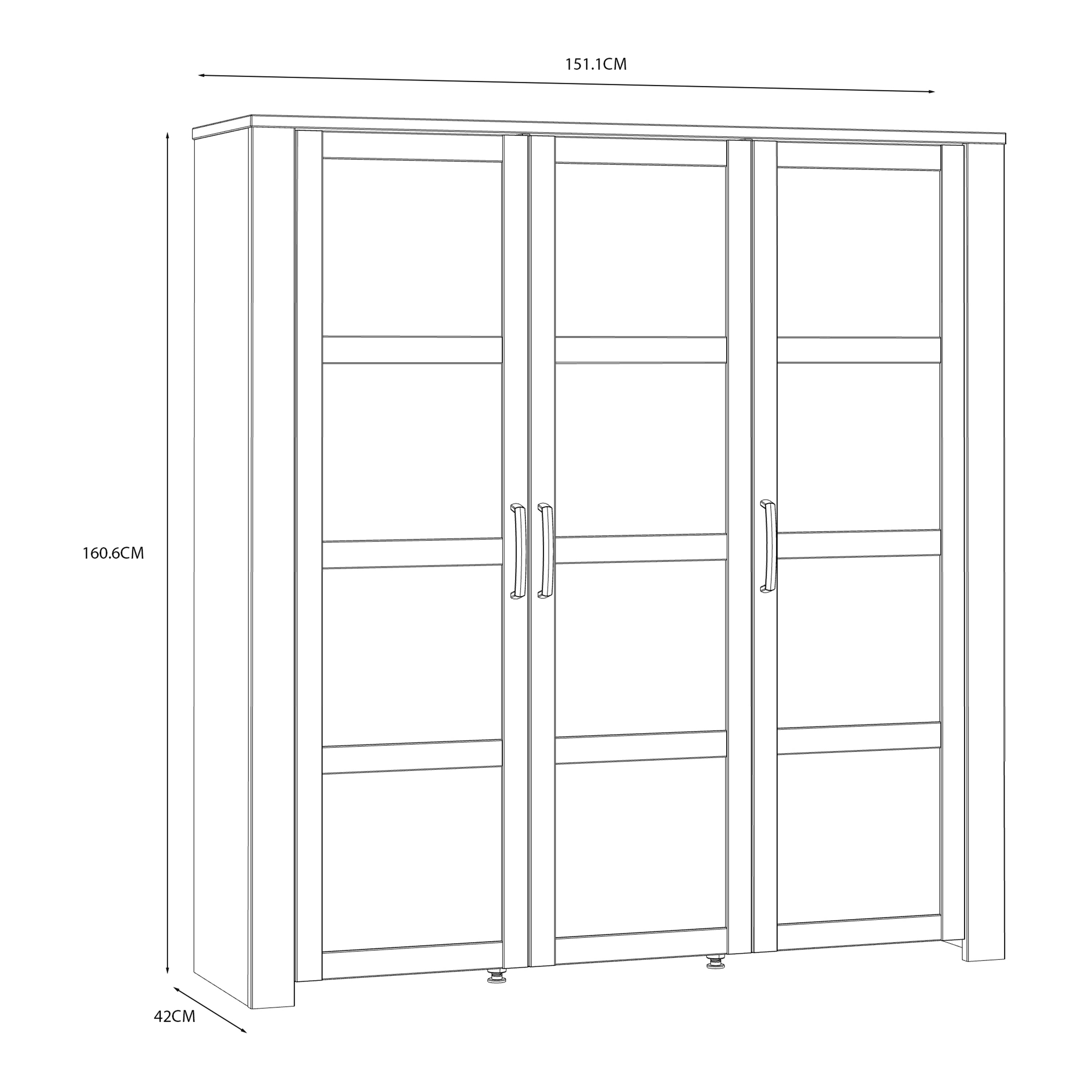 Bohol 3 Door Large Display Cabinet in Riviera Oak/White – FTG, view 6