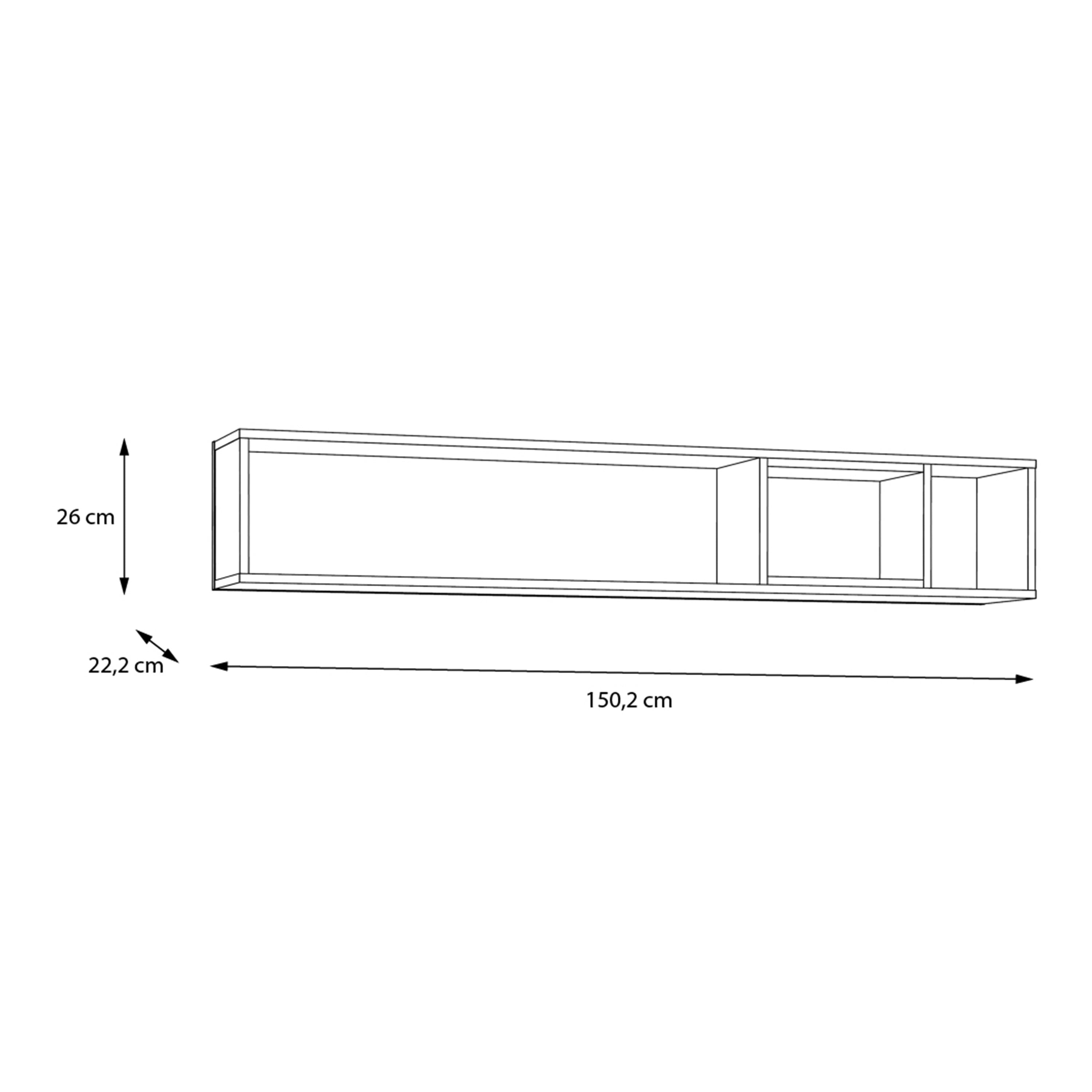 High Rock Wall Shelf in Matt Black/Riviera Oak – FTG, view 7