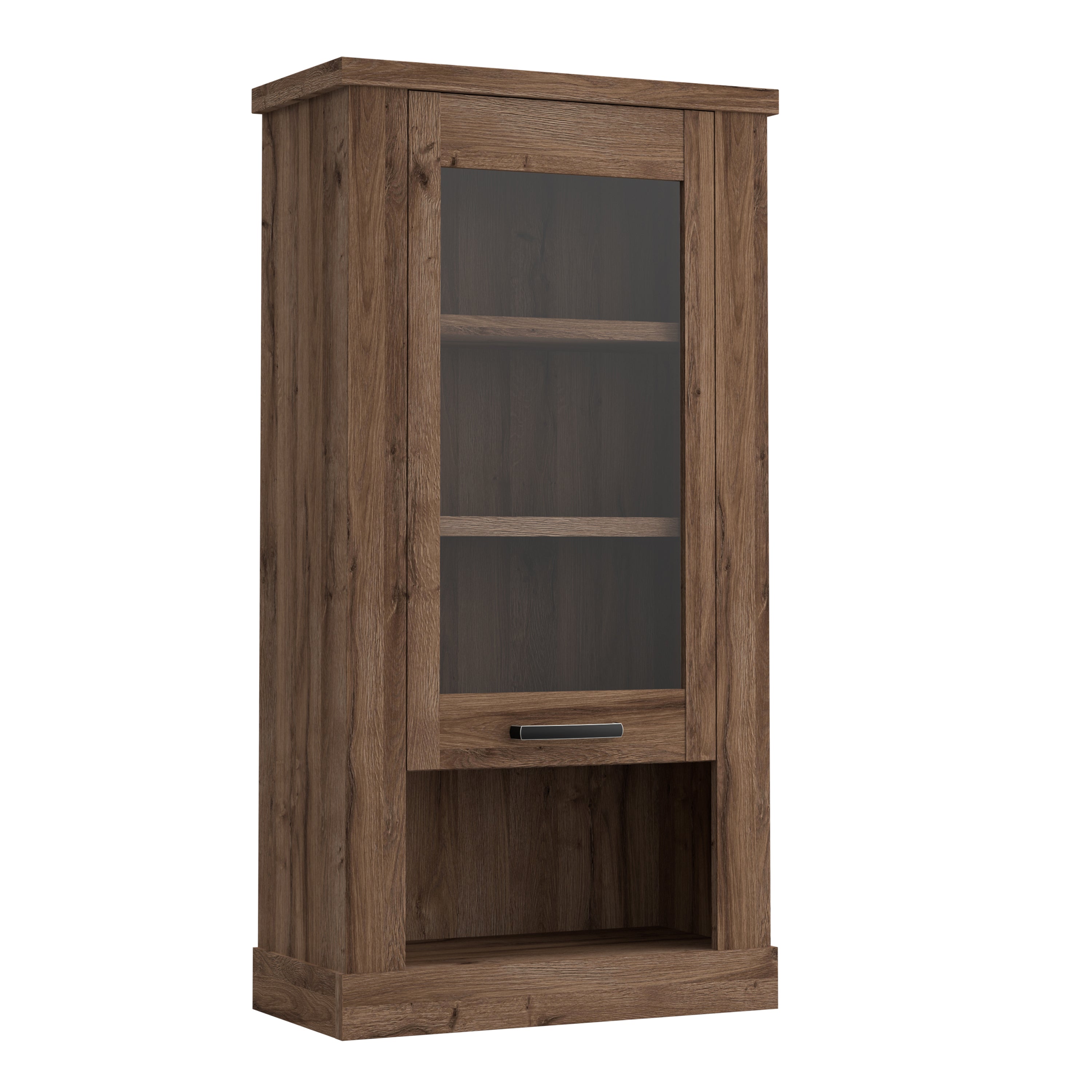 Corona 1 Door Wall Display Cabinet in Tabak Oak – FTG
