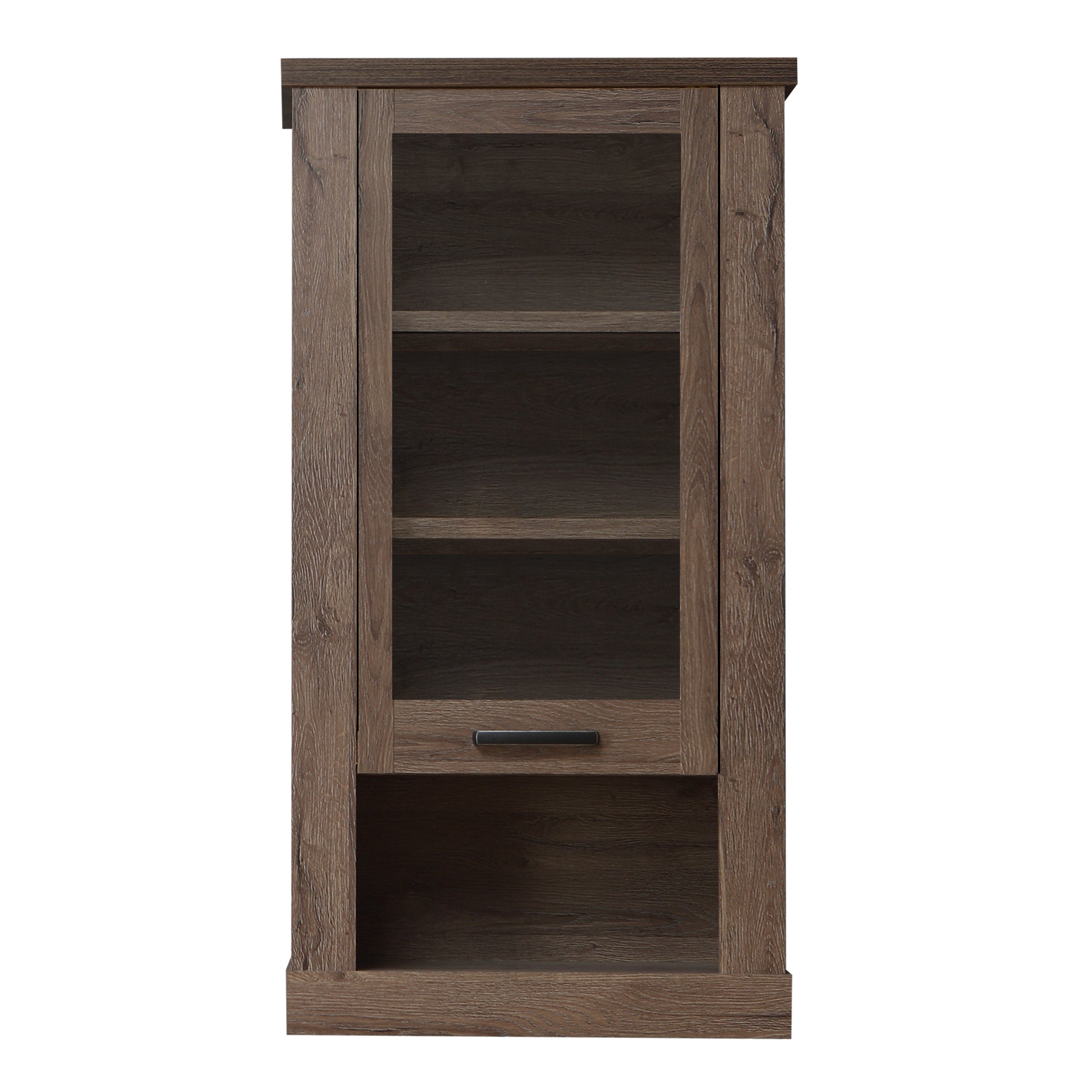 Corona 1 Door Wall Display Cabinet in Tabak Oak – FTG, view 2