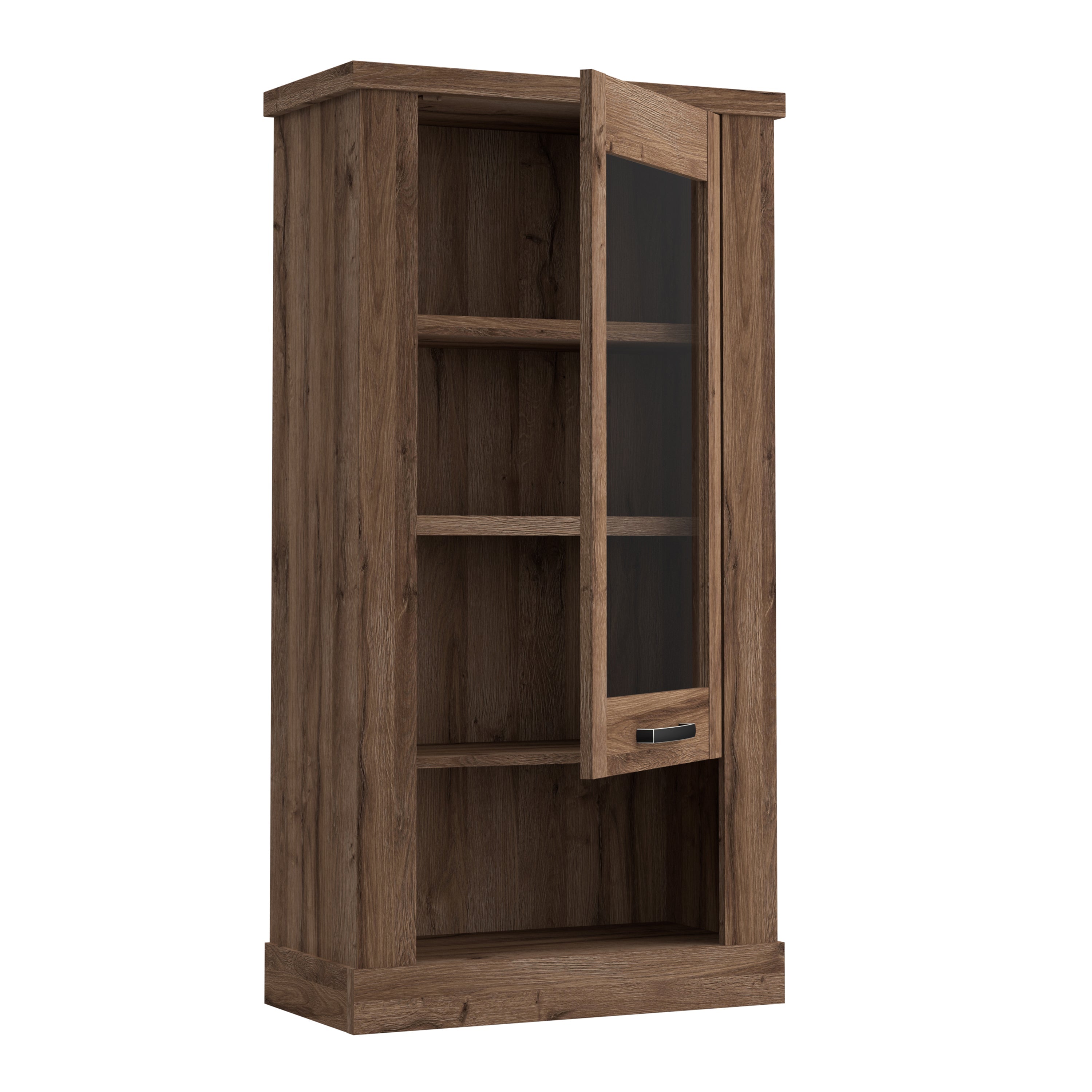 Corona 1 Door Wall Display Cabinet in Tabak Oak – FTG, view 3