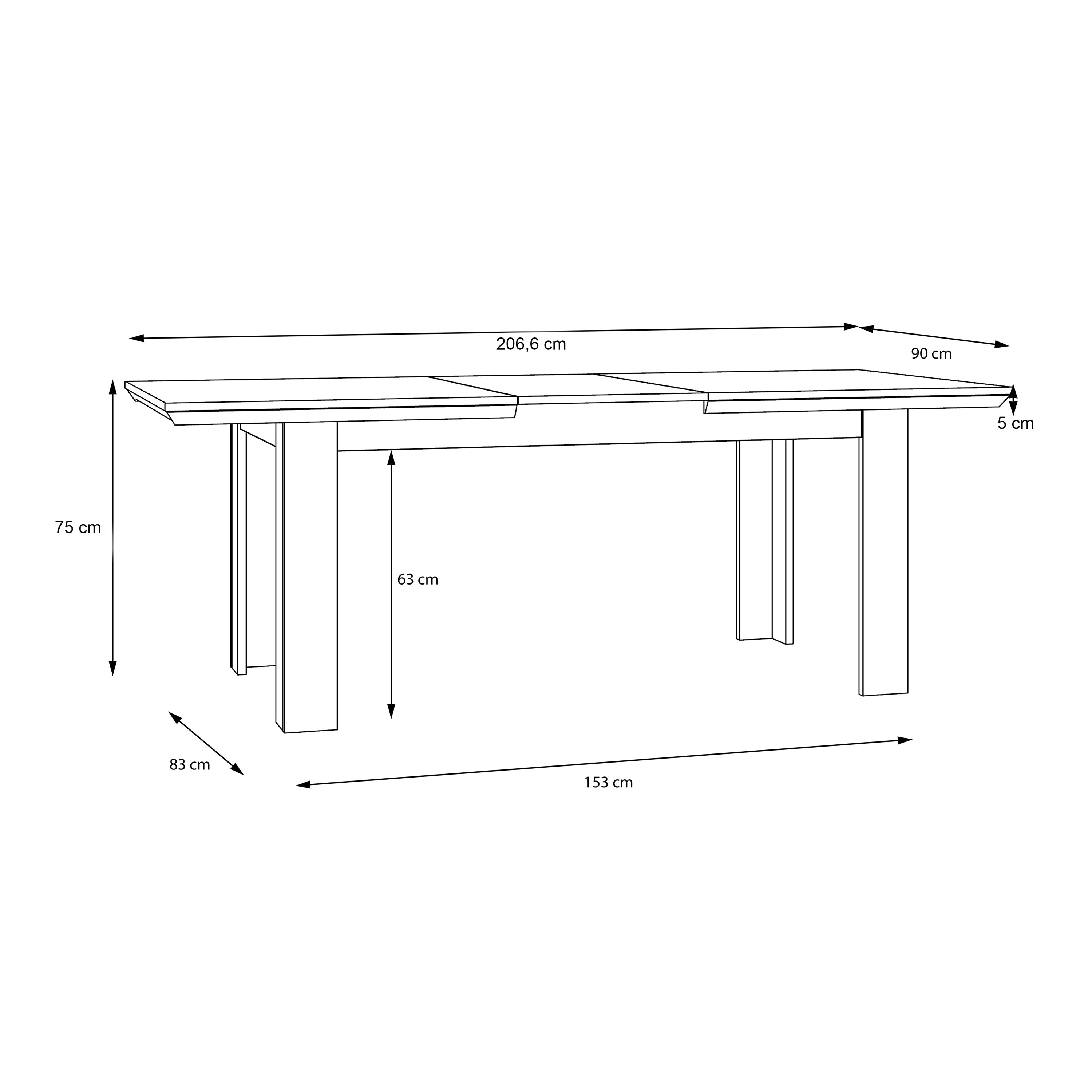 Illopa Extending Dining Table 160-207cm in Oak Nelson/Snowy Oak – FTG, view 7