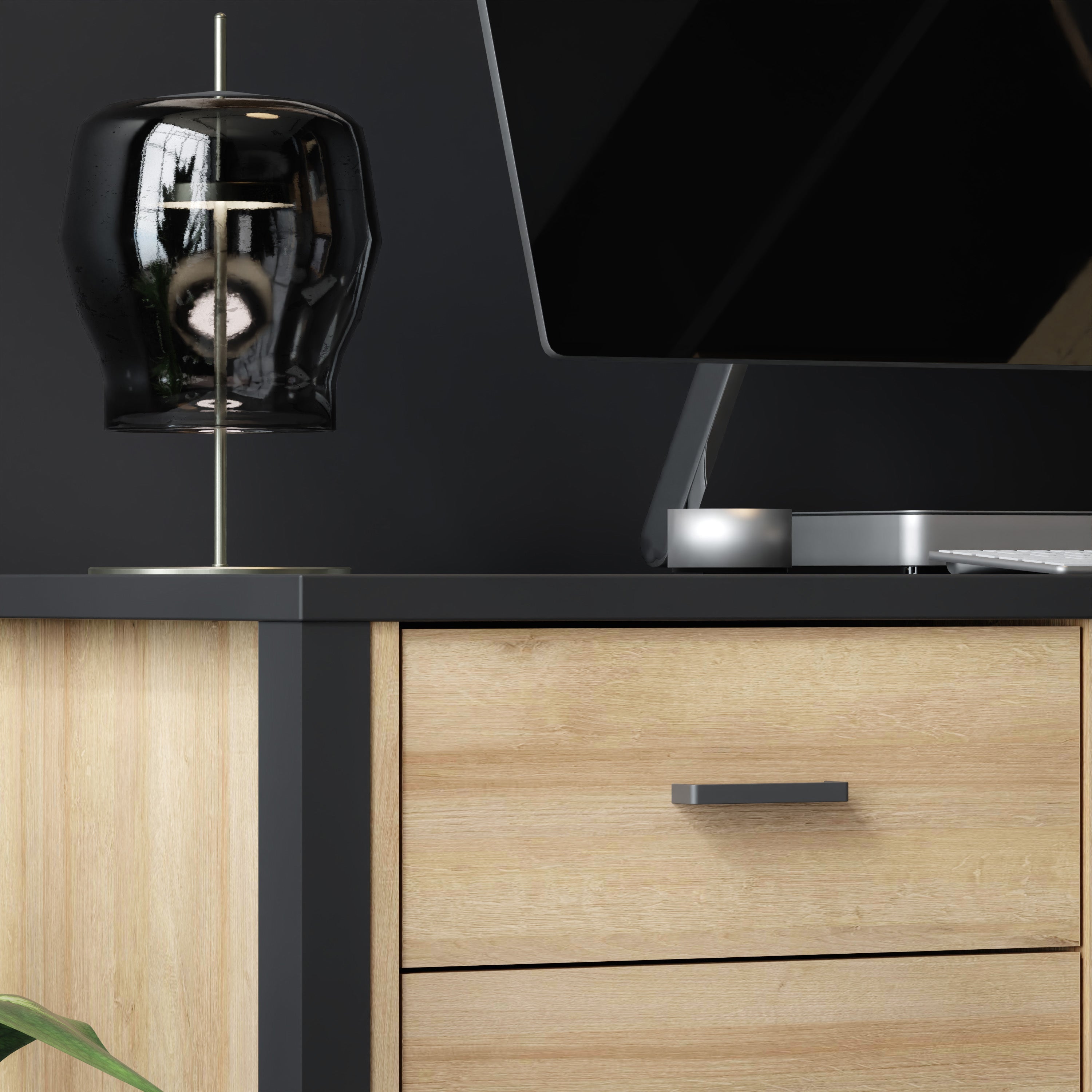 High Rock Desk in Matt Black/Riviera Oak – FTG, view 8