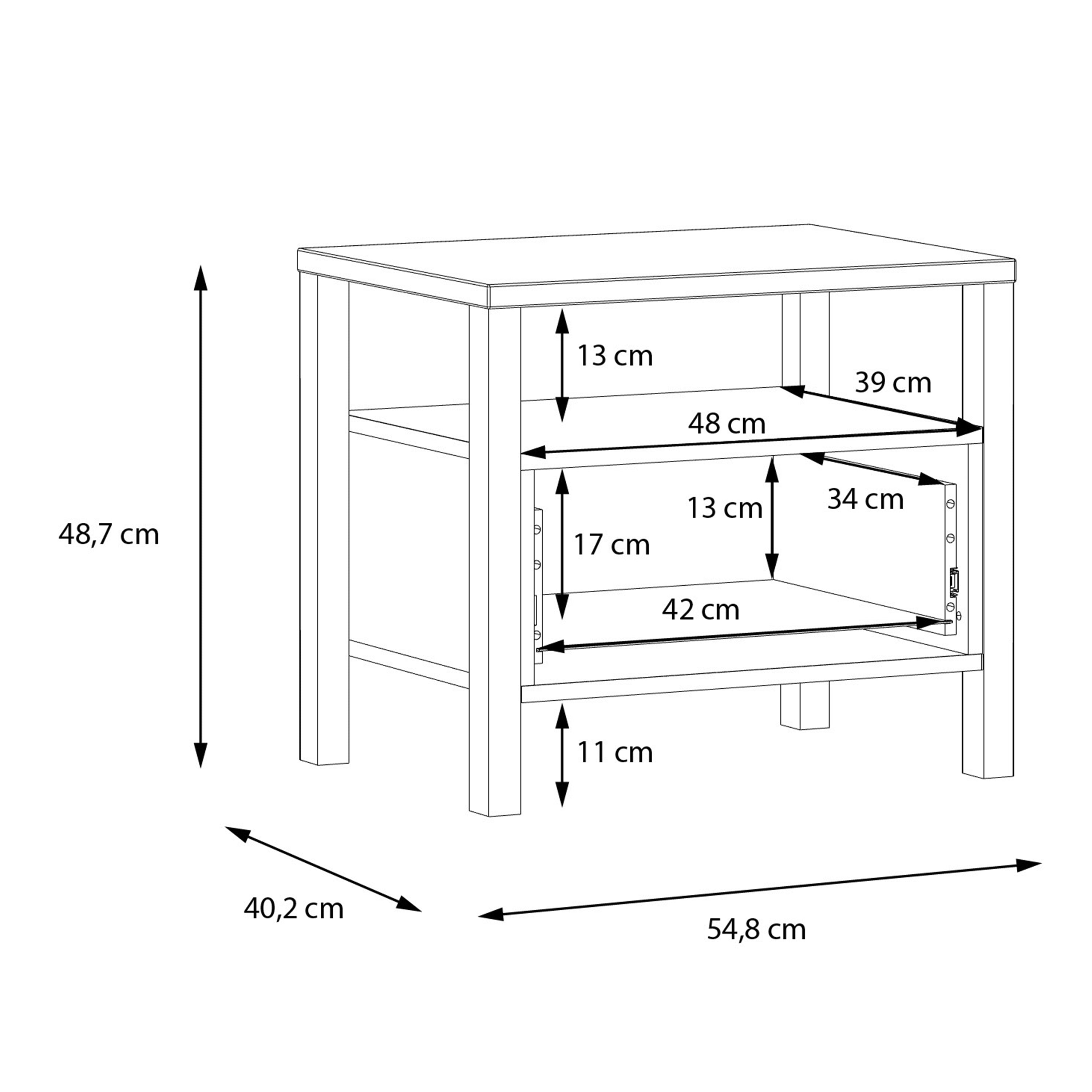High Rock Bedside in Matt Black/Riviera Oak – FTG, view 10