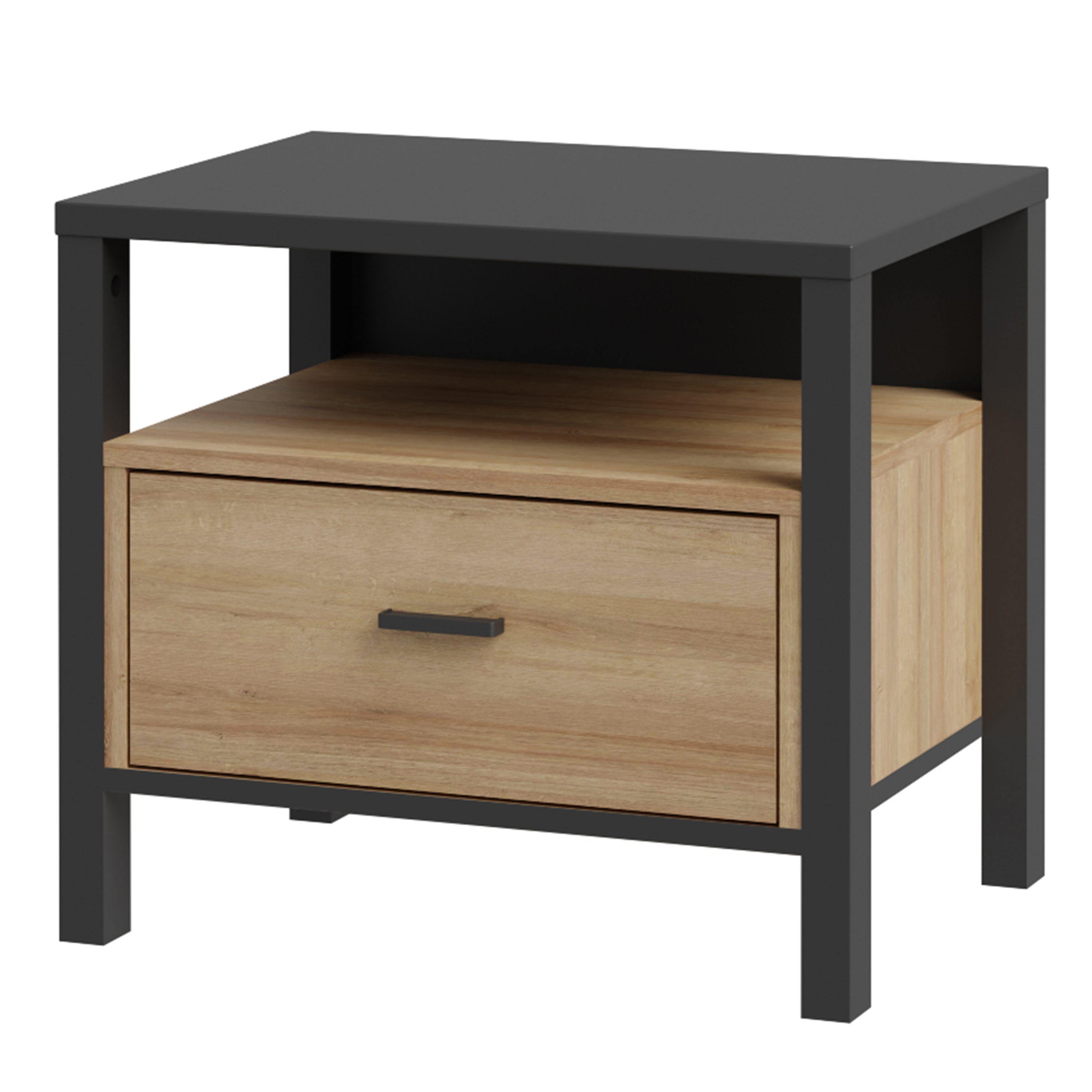 High Rock Bedside in Matt Black/Riviera Oak – FTG, view 3