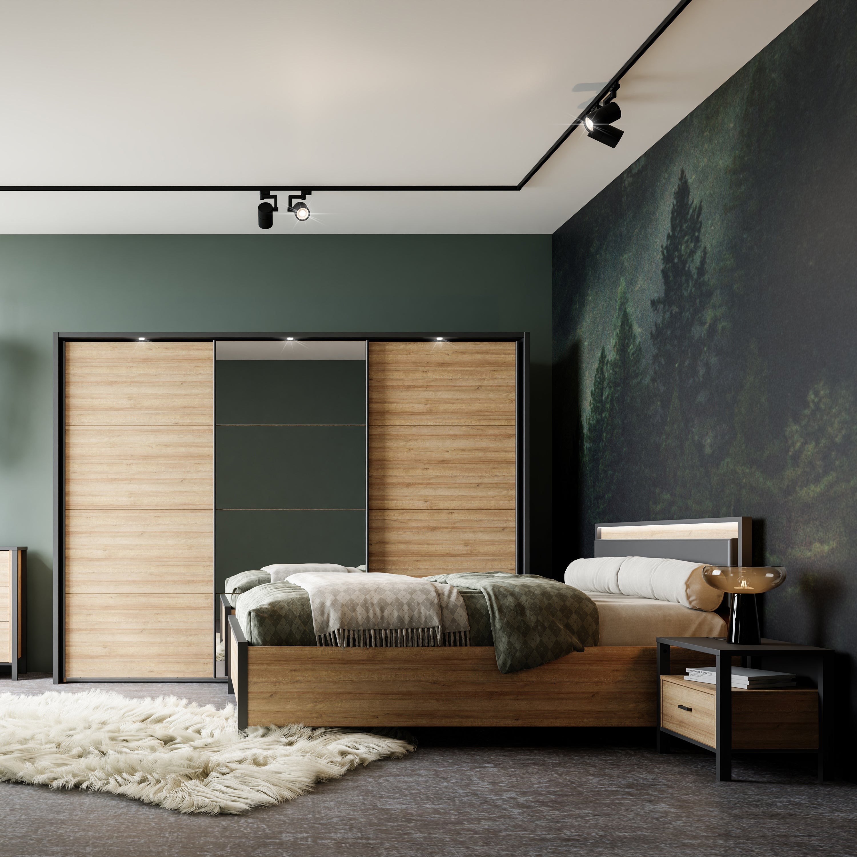 High Rock Bedside in Matt Black/Riviera Oak – FTG, view 6