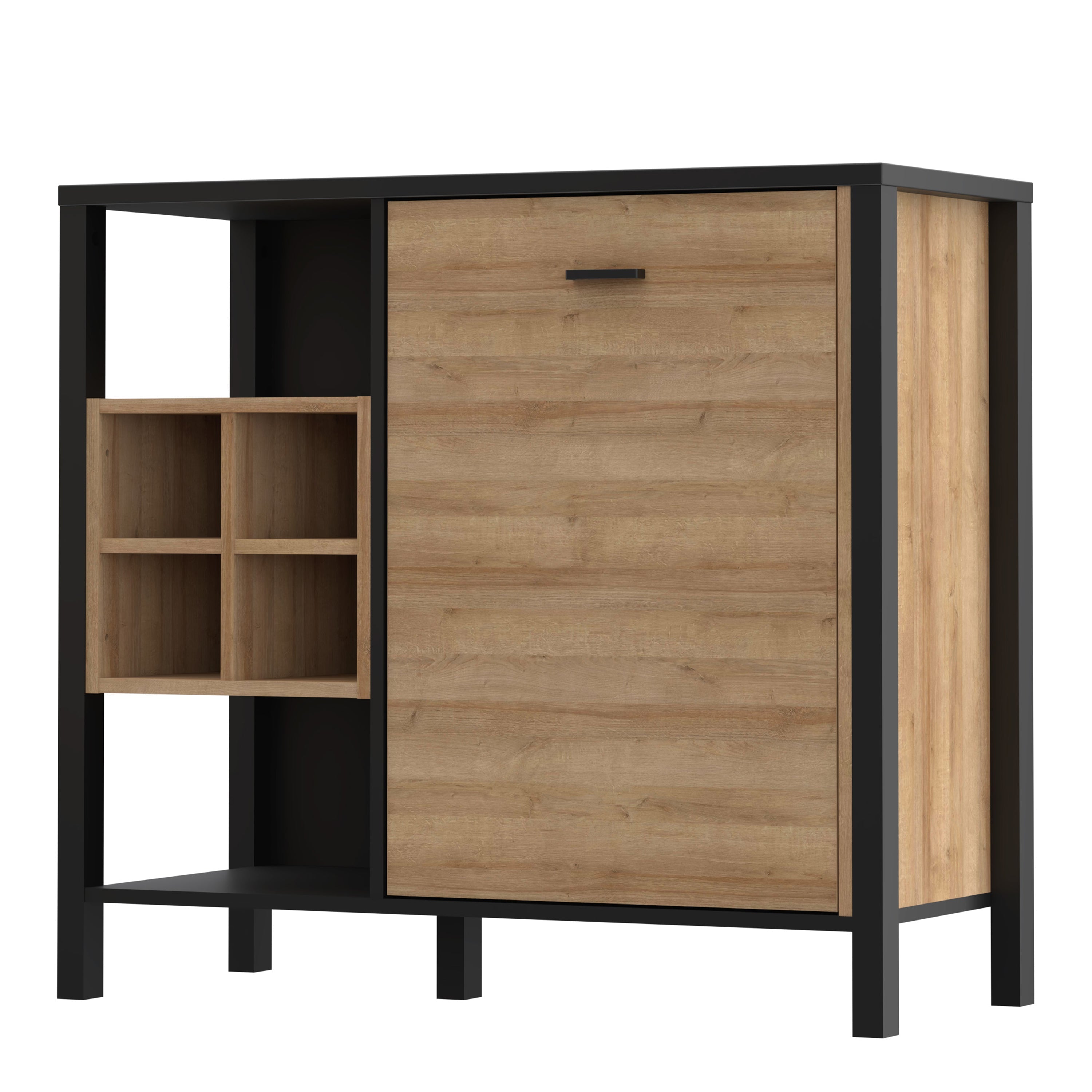 High Rock Storage/Display Chest in Matt Black/Riviera Oak – FTG, view 3