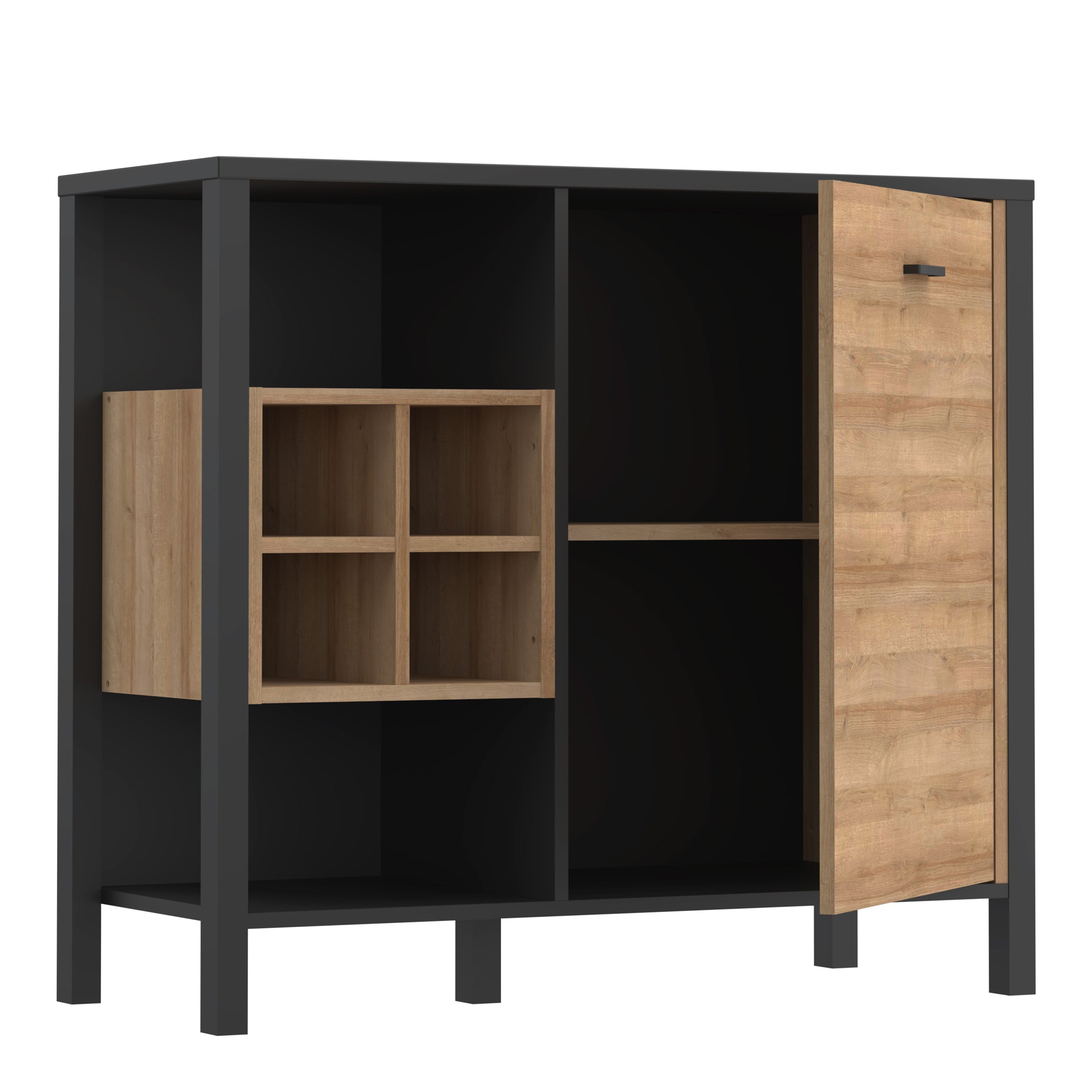 High Rock Storage/Display Chest in Matt Black/Riviera Oak – FTG, view 4