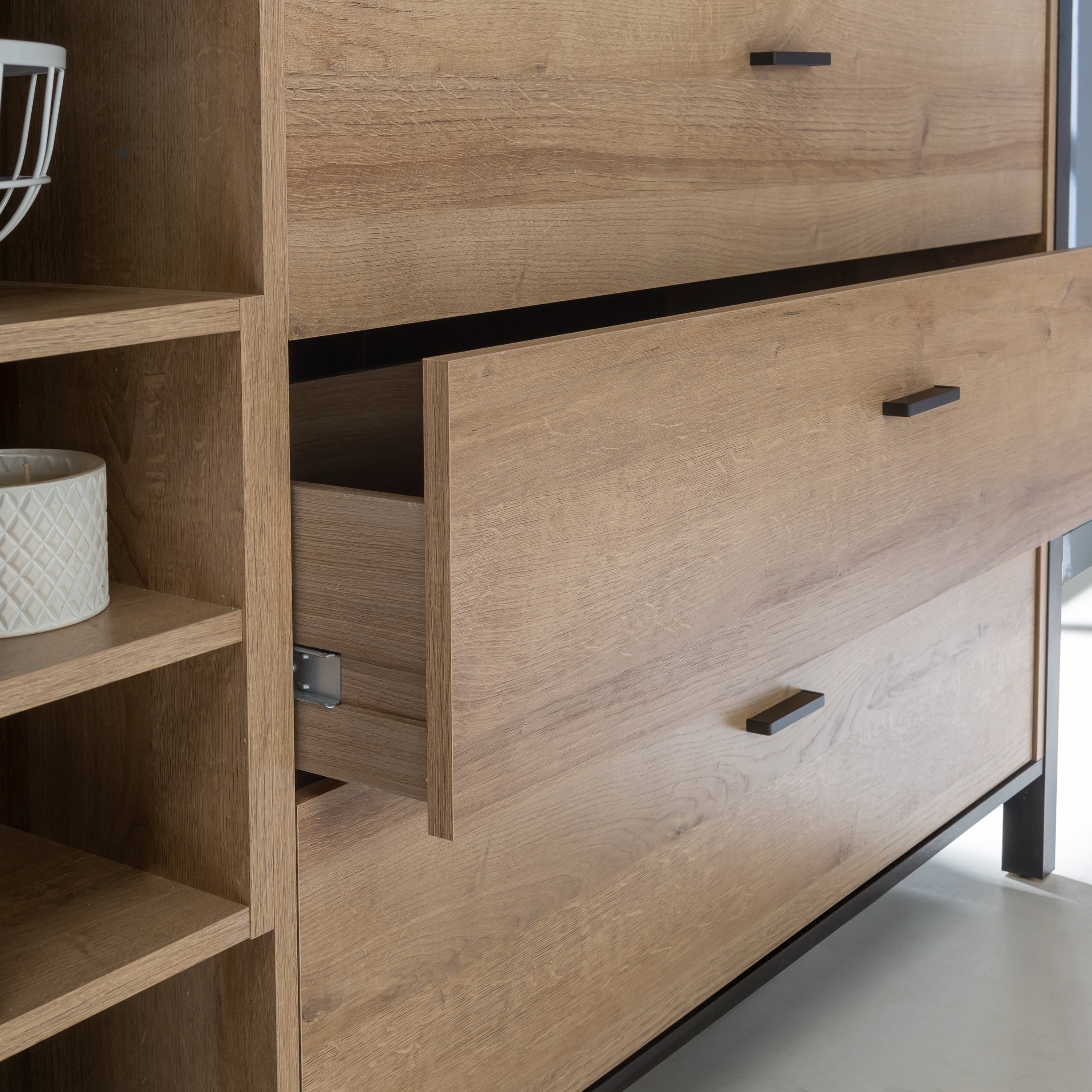 High Rock (Large) Sideboard in Matt Black/Riviera Oak – FTG, view 8