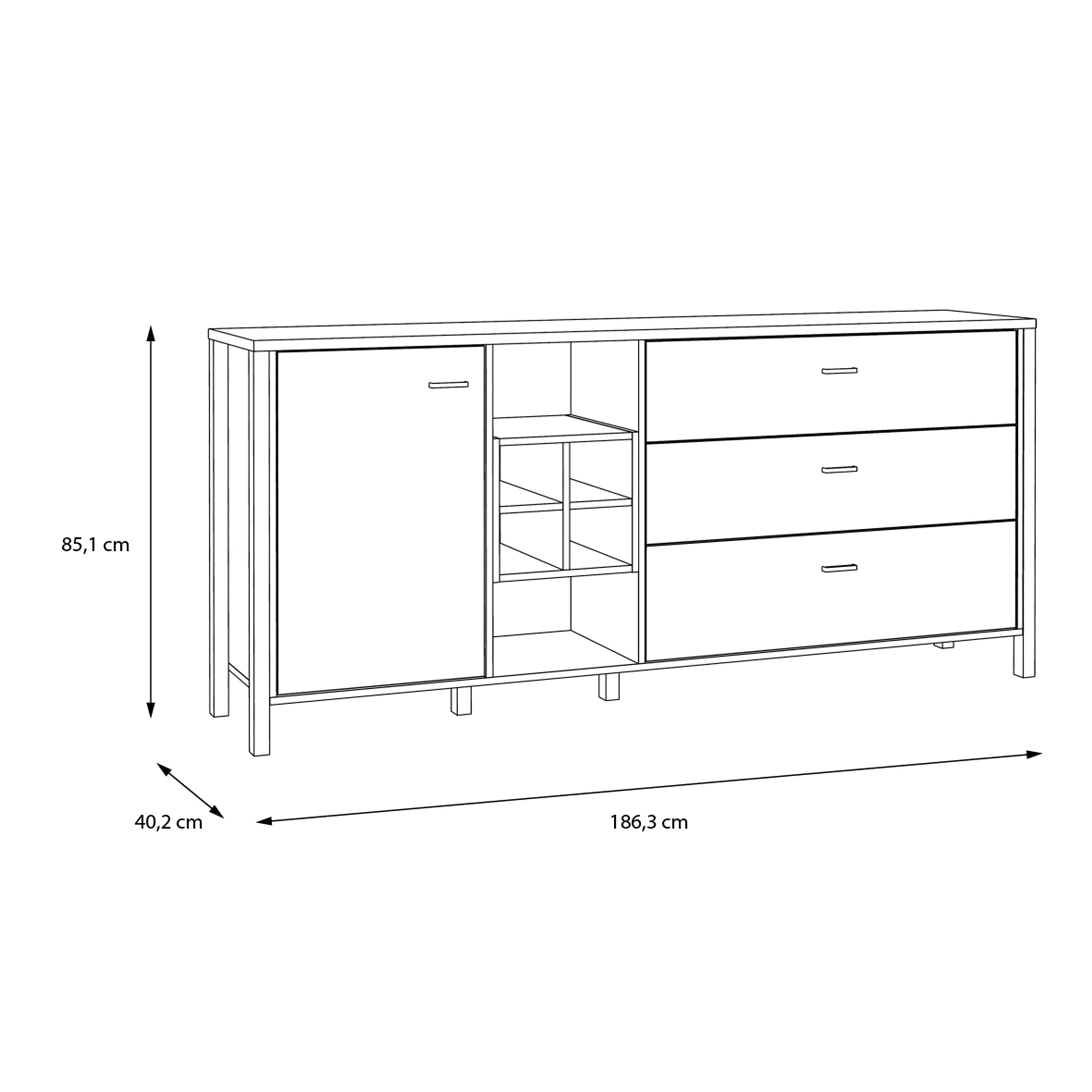 High Rock (Large) Sideboard in Matt Black/Riviera Oak – FTG, view 9