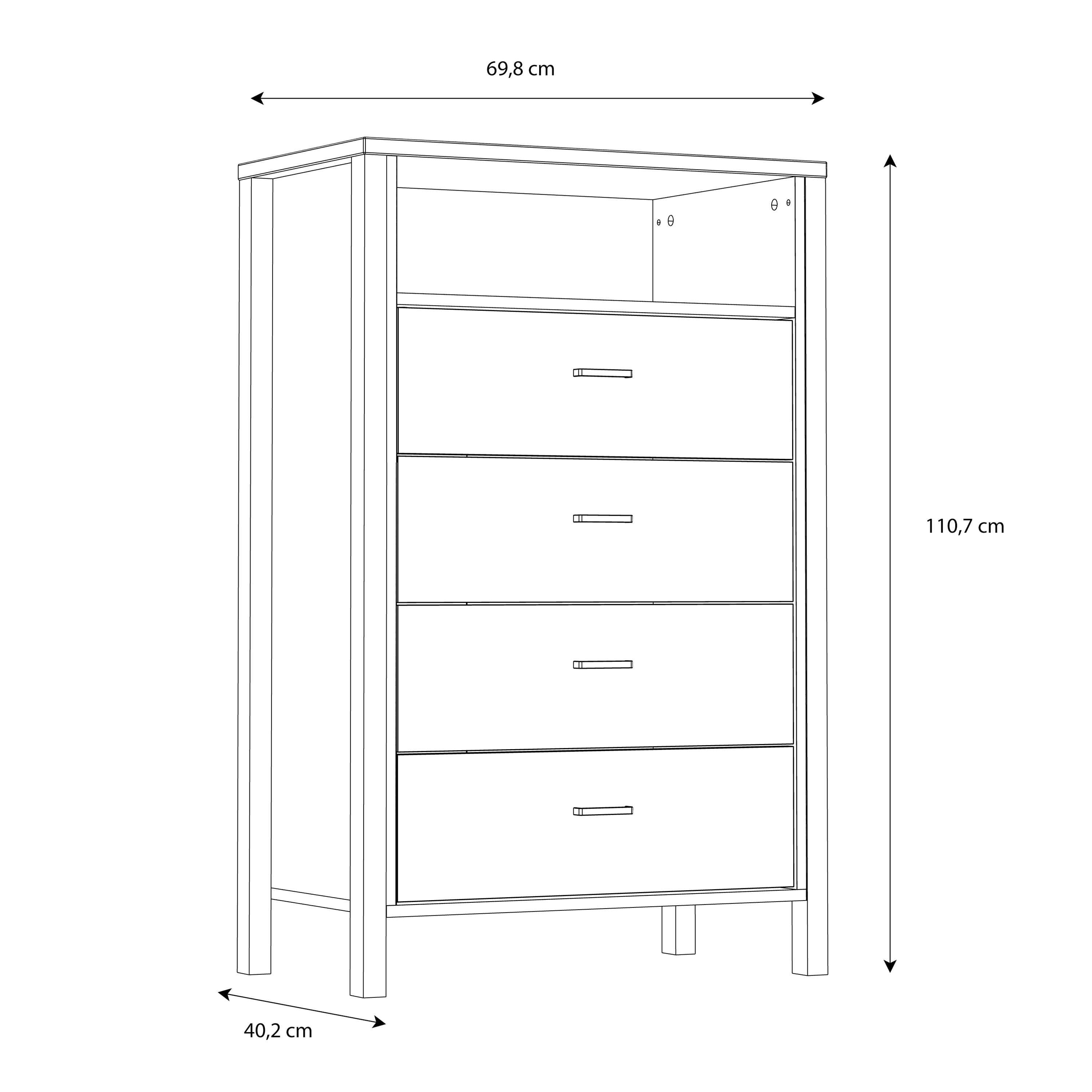 High Rock Chest of 4 Drawers in Matt Black/Riviera Oak – FTG, view 8