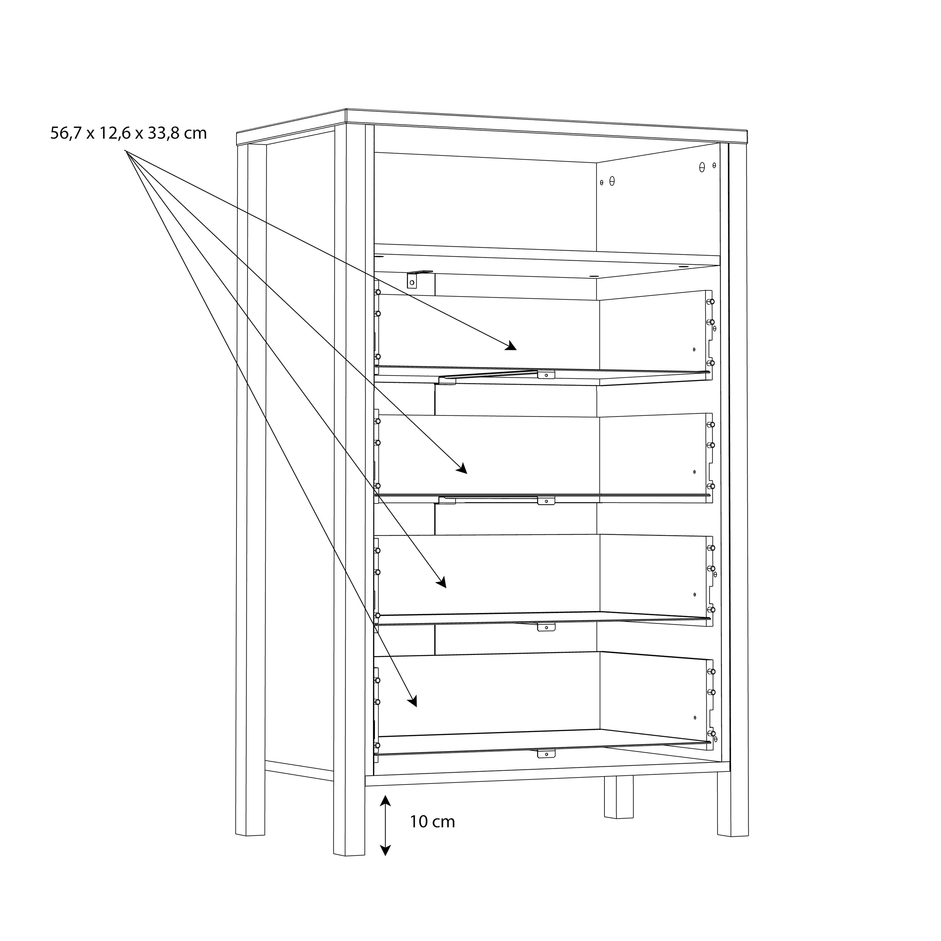 High Rock Chest of 4 Drawers in Matt Black/Riviera Oak – FTG, view 9