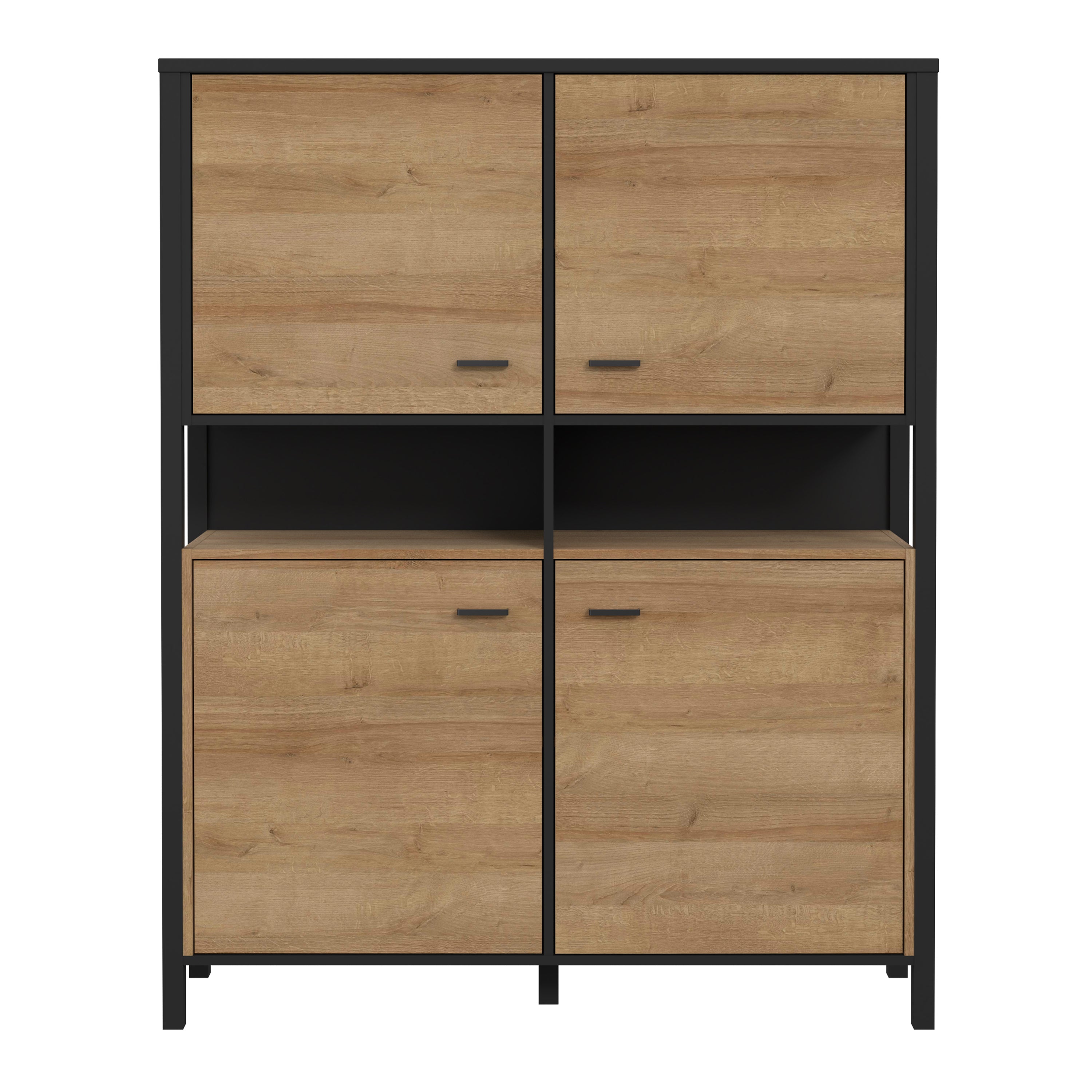 High Rock Storage Cabinet in Matt Black/Riviera Oak – FTG, view 2
