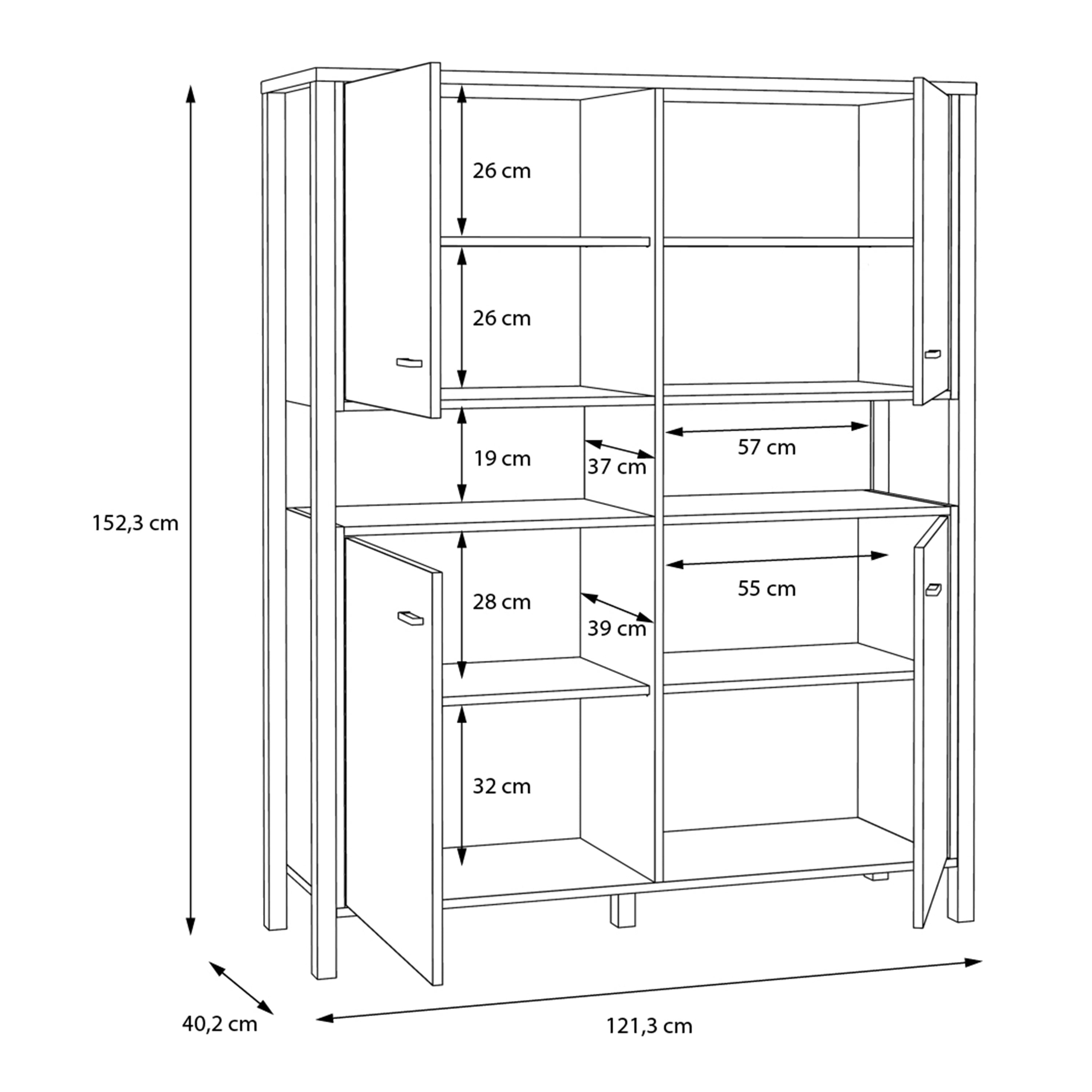 High Rock Storage Cabinet in Matt Black/Riviera Oak – FTG, view 8