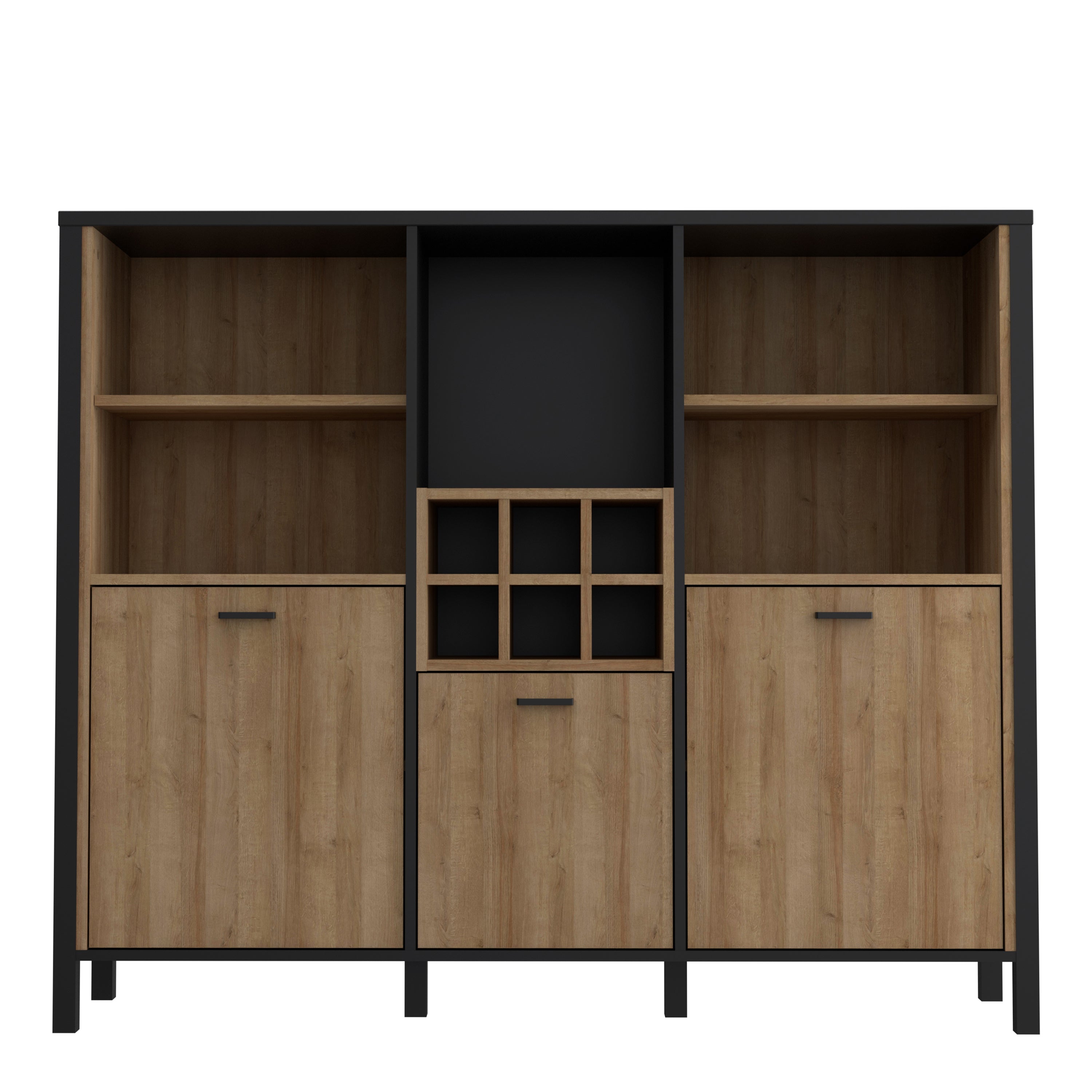 High Rock Shelf Unit in Matt Black/Riviera Oak – FTG, view 2