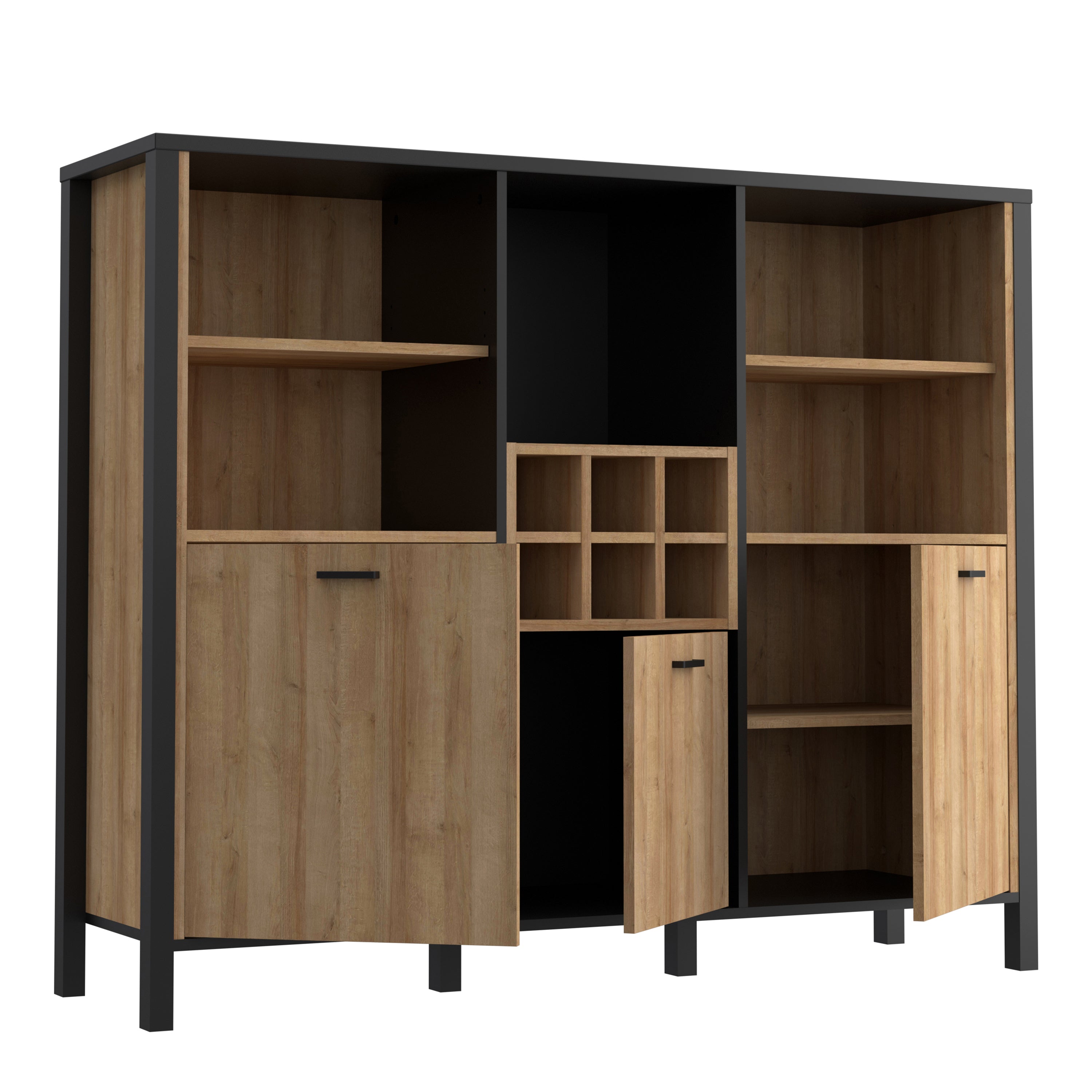 High Rock Shelf Unit in Matt Black/Riviera Oak – FTG, view 4