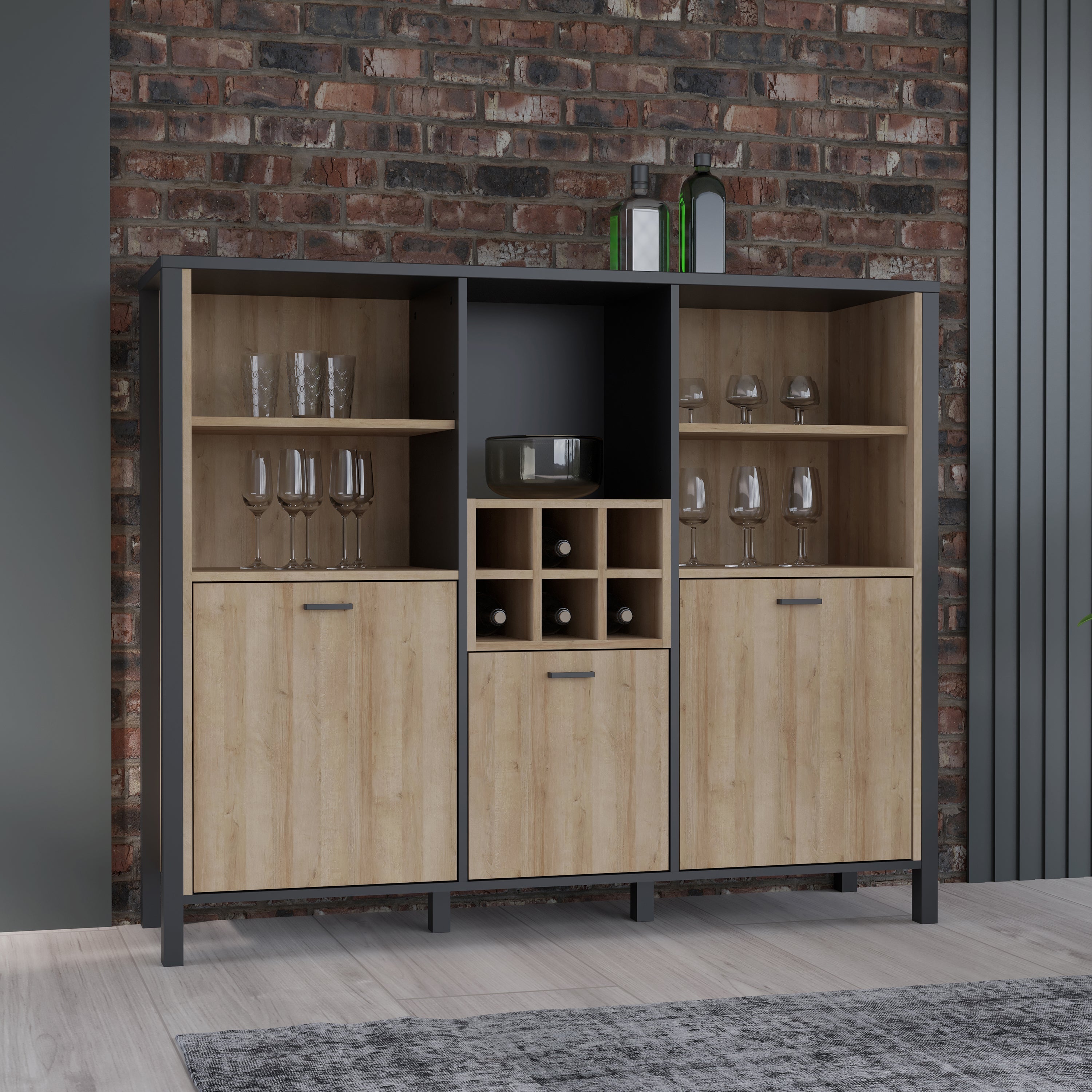 High Rock Shelf Unit in Matt Black/Riviera Oak – FTG, view 8