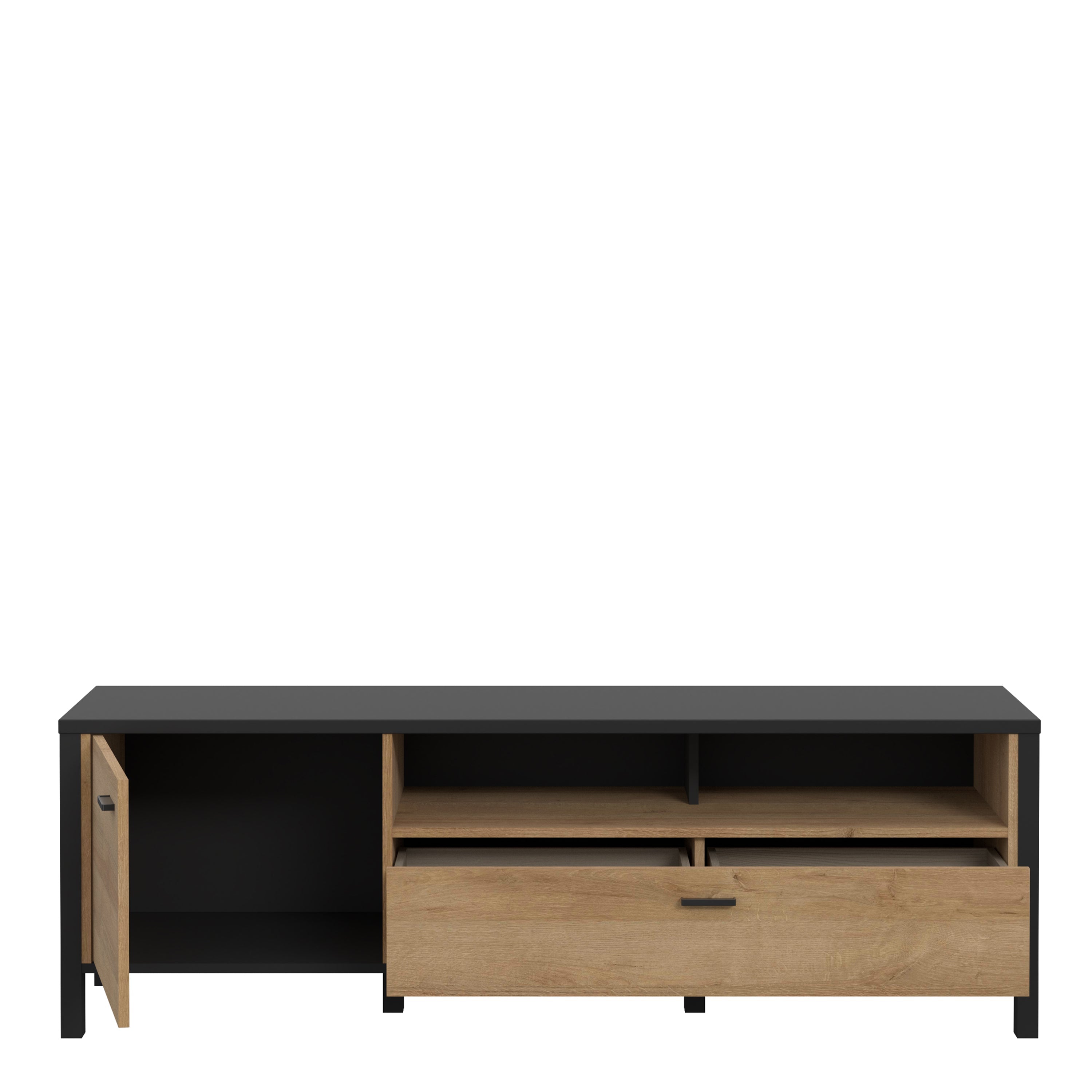 High Rock TV Unit in Matt Black/Riviera Oak – FTG, view 4