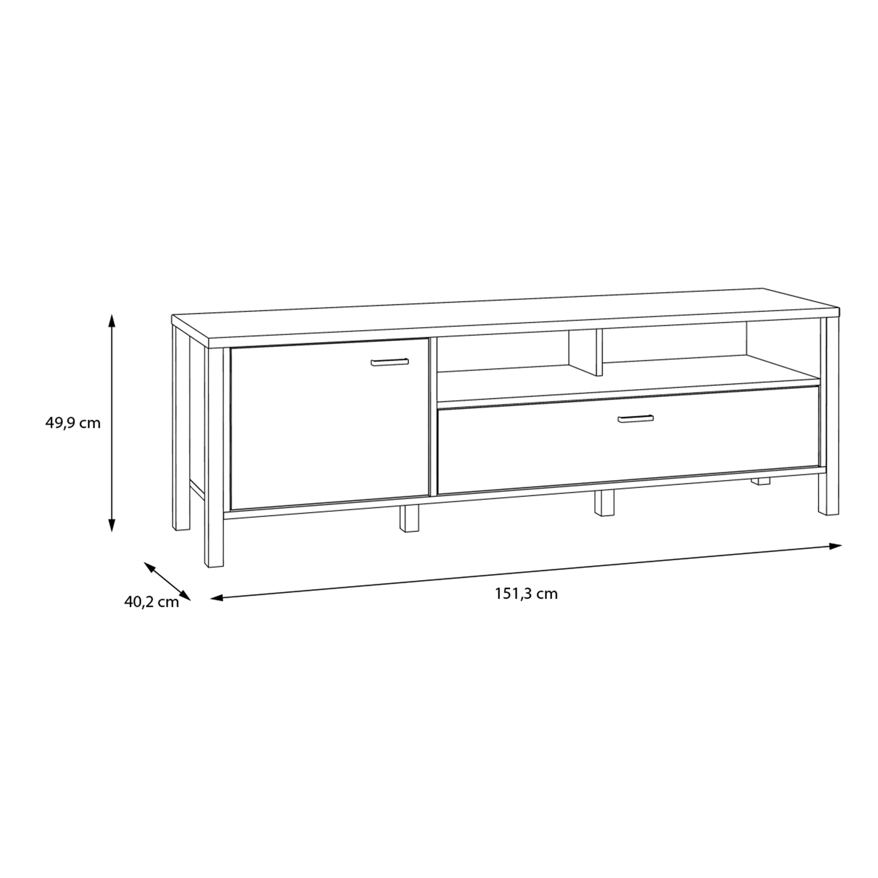 High Rock TV Unit in Matt Black/Riviera Oak – FTG, view 7
