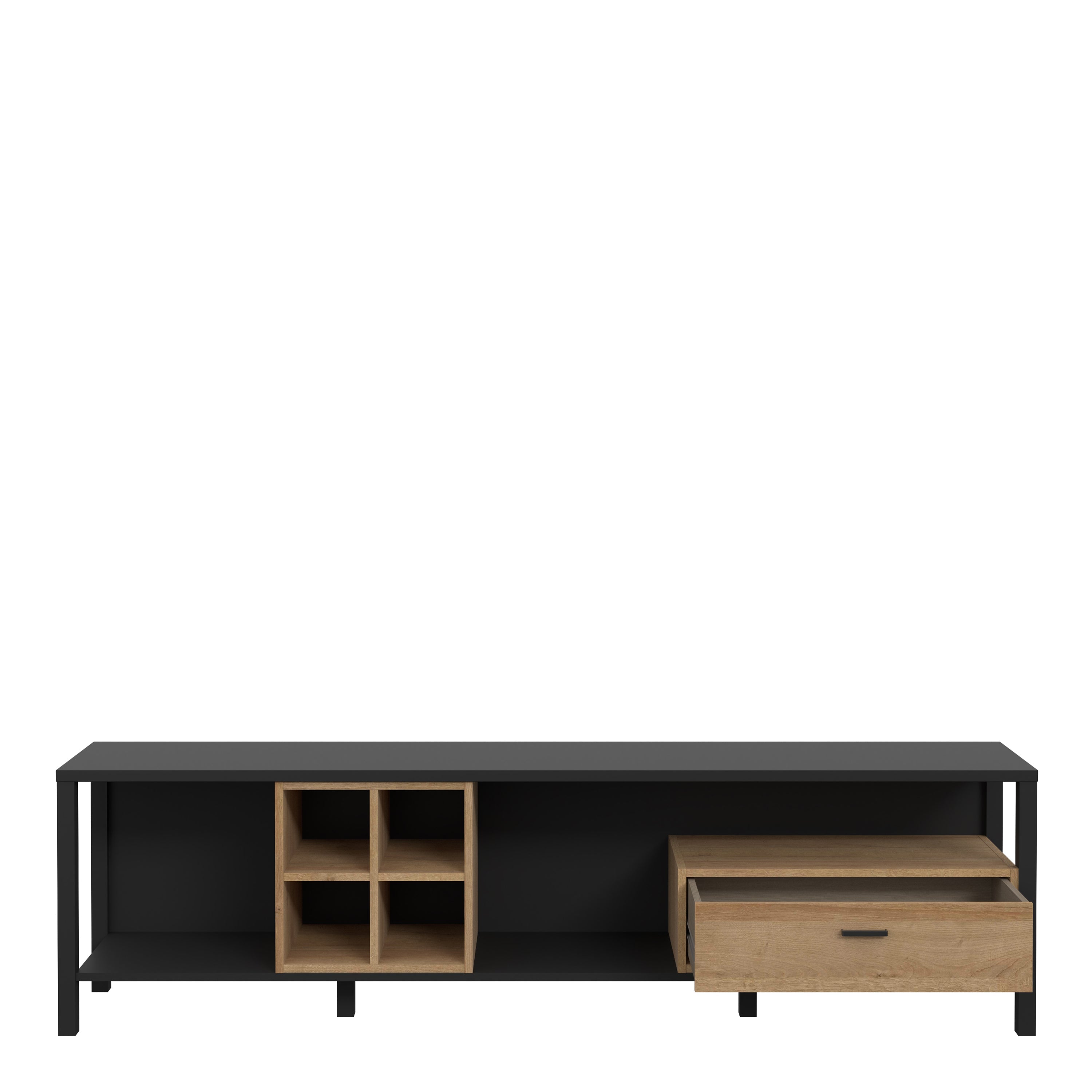 High Rock Wide TV Unit in Matt Black/Riviera Oak – FTG, view 4