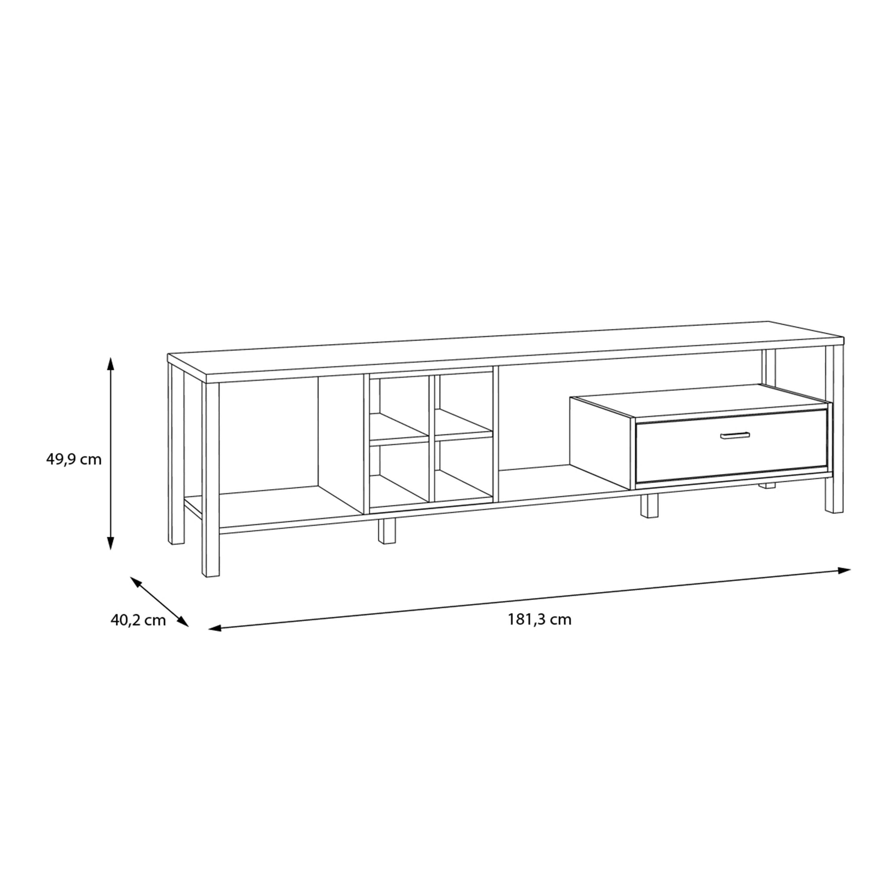 High Rock Wide TV Unit in Matt Black/Riviera Oak – FTG, view 7