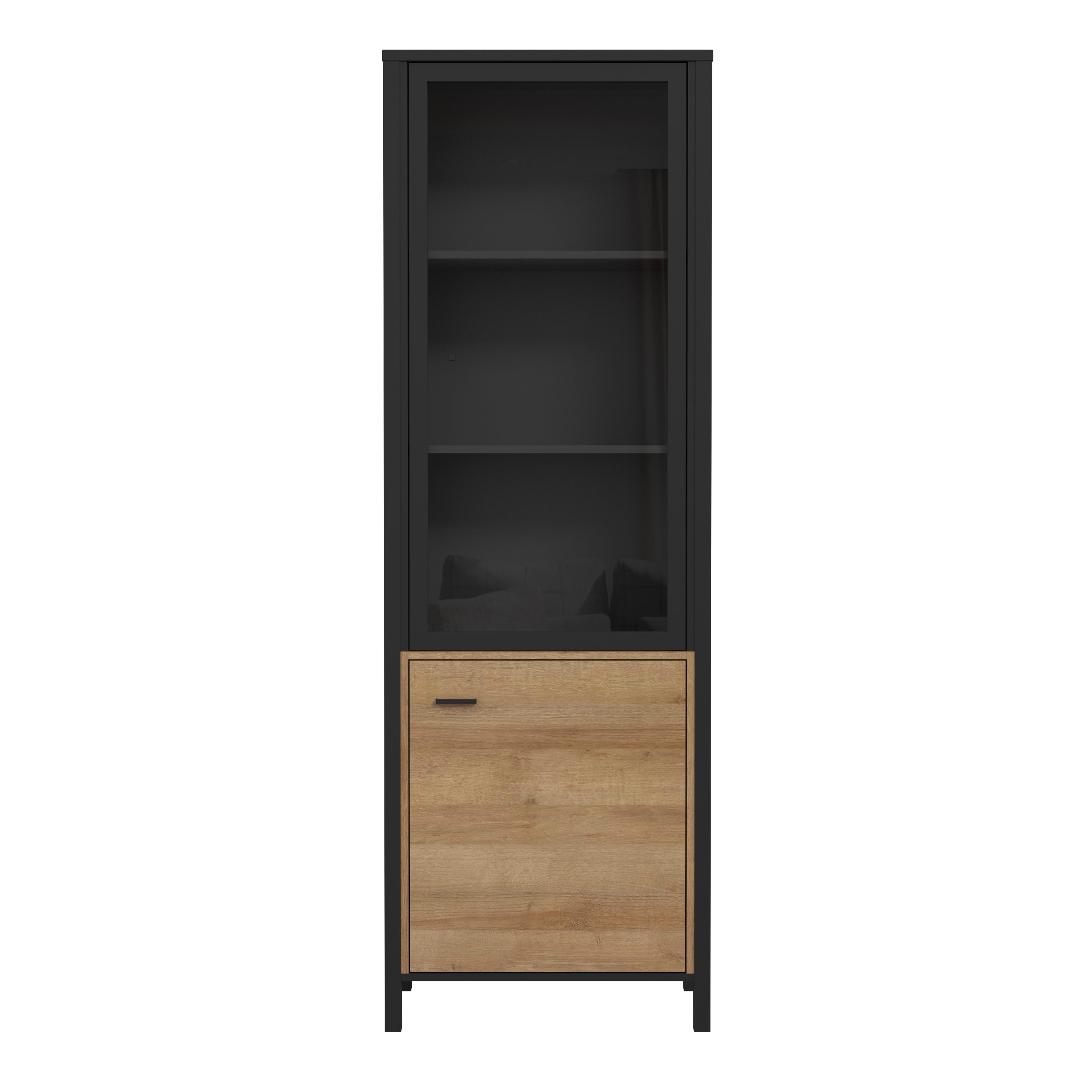 High Rock Wide Display Cabinet in Matt Black/Riviera Oak – FTG, view 2