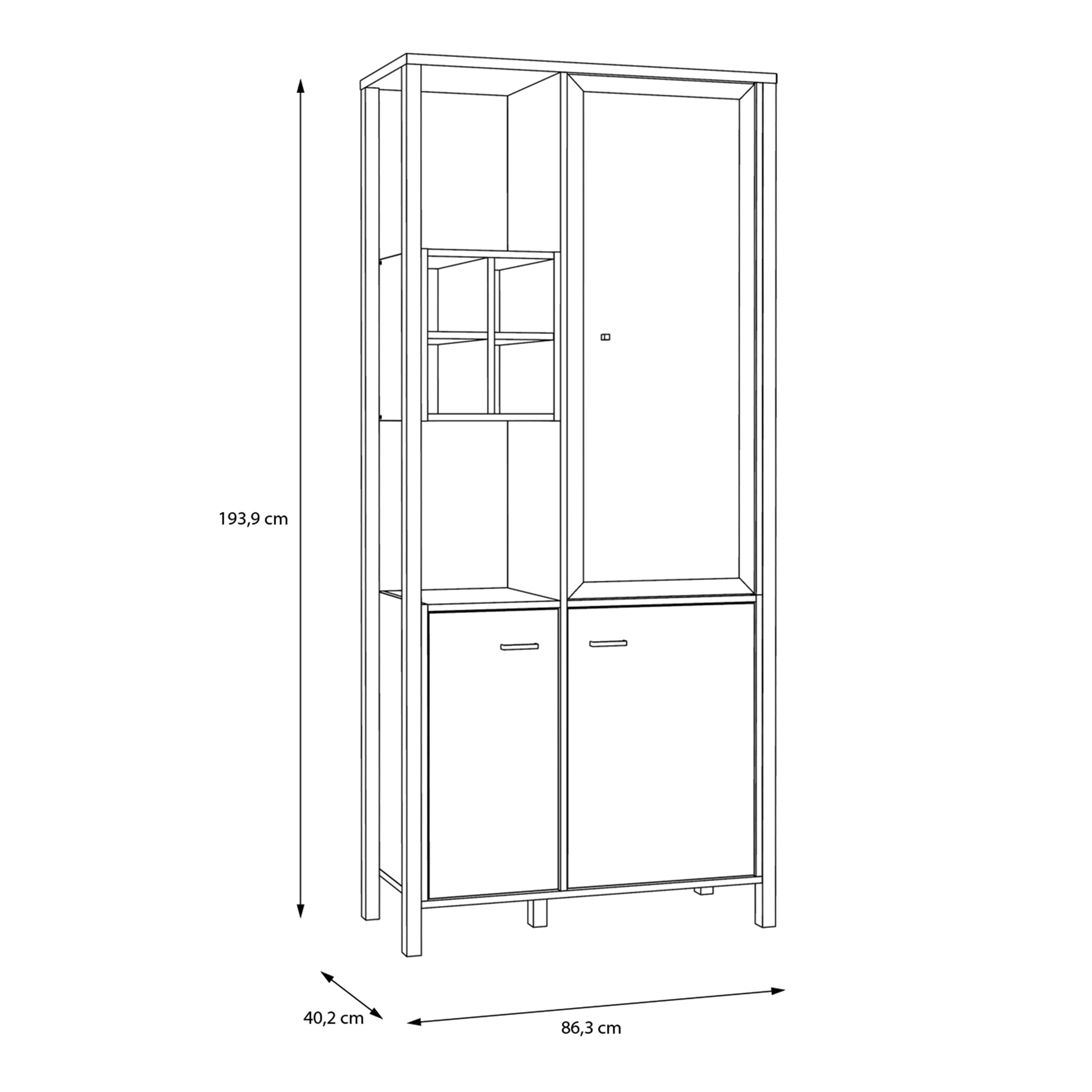 High Rock Display Cabinet in Matt Black/Riviera Oak – FTG, view 11