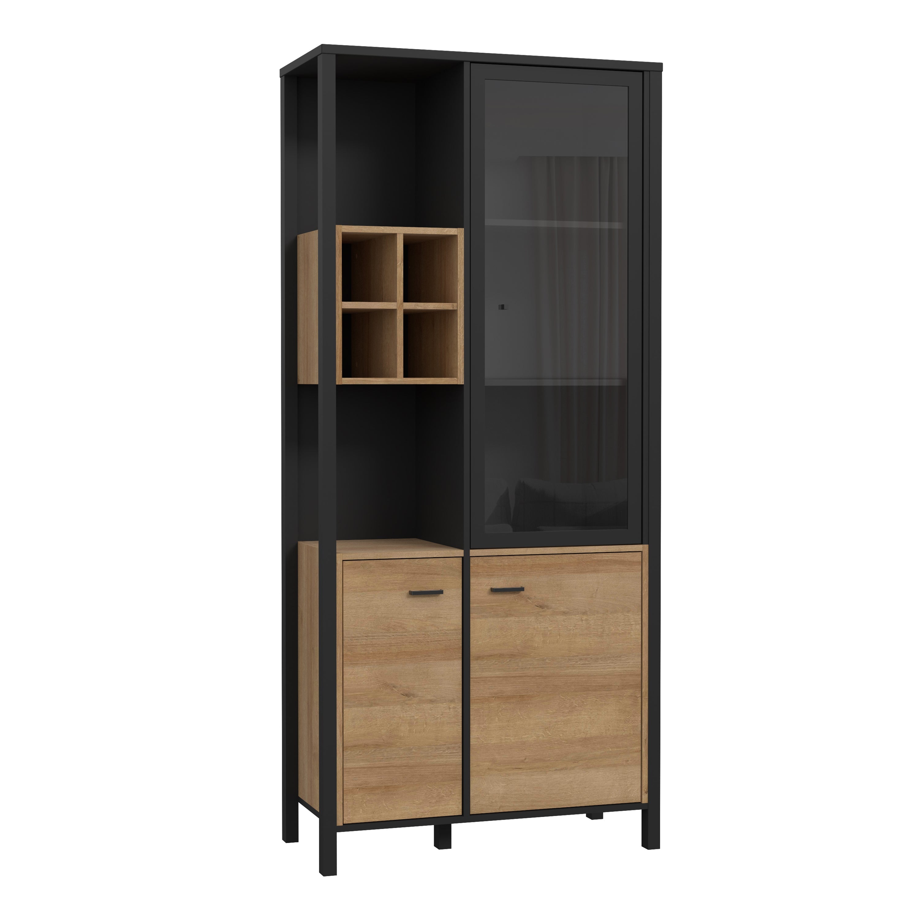 High Rock Display Cabinet in Matt Black/Riviera Oak – FTG