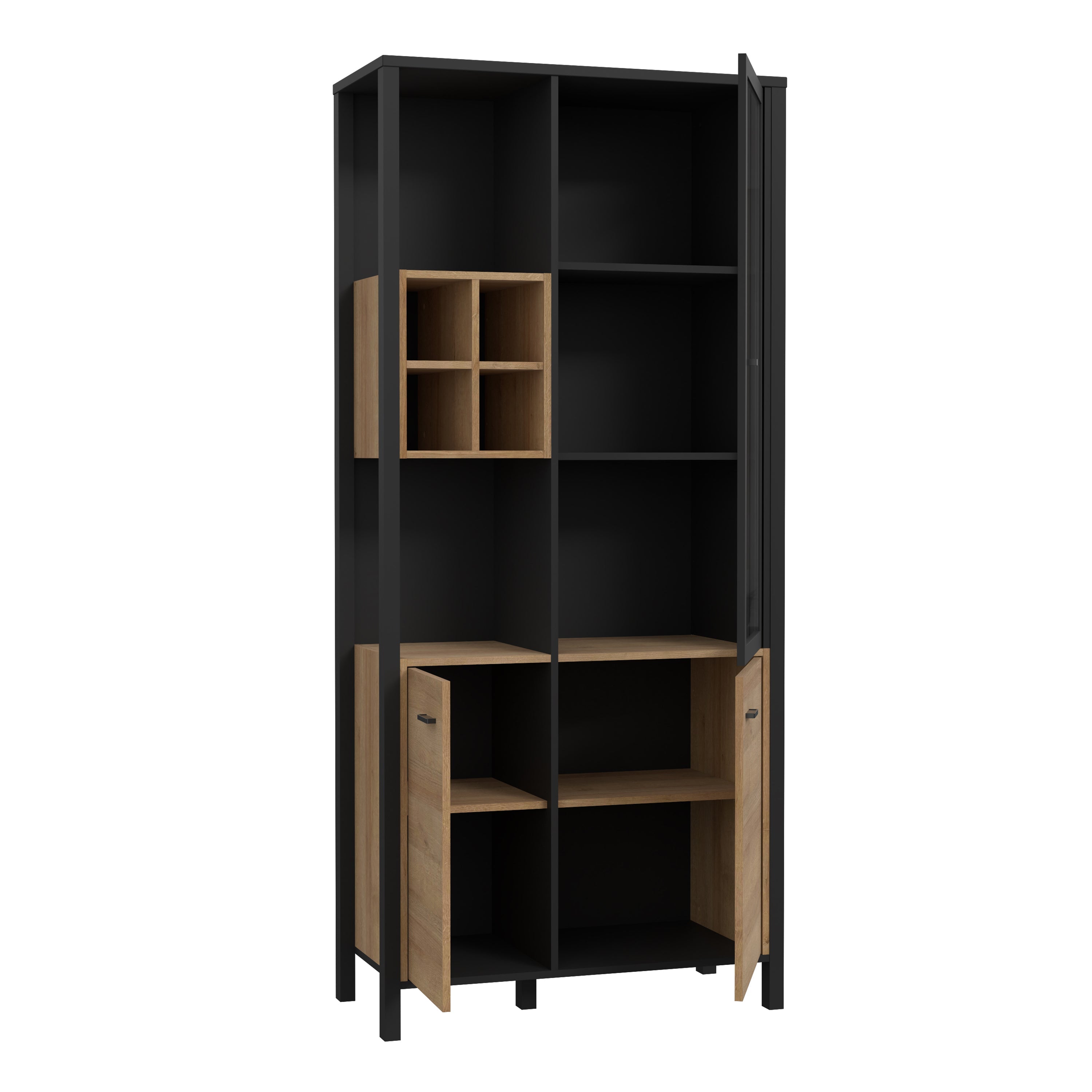 High Rock Display Cabinet in Matt Black/Riviera Oak – FTG, view 3