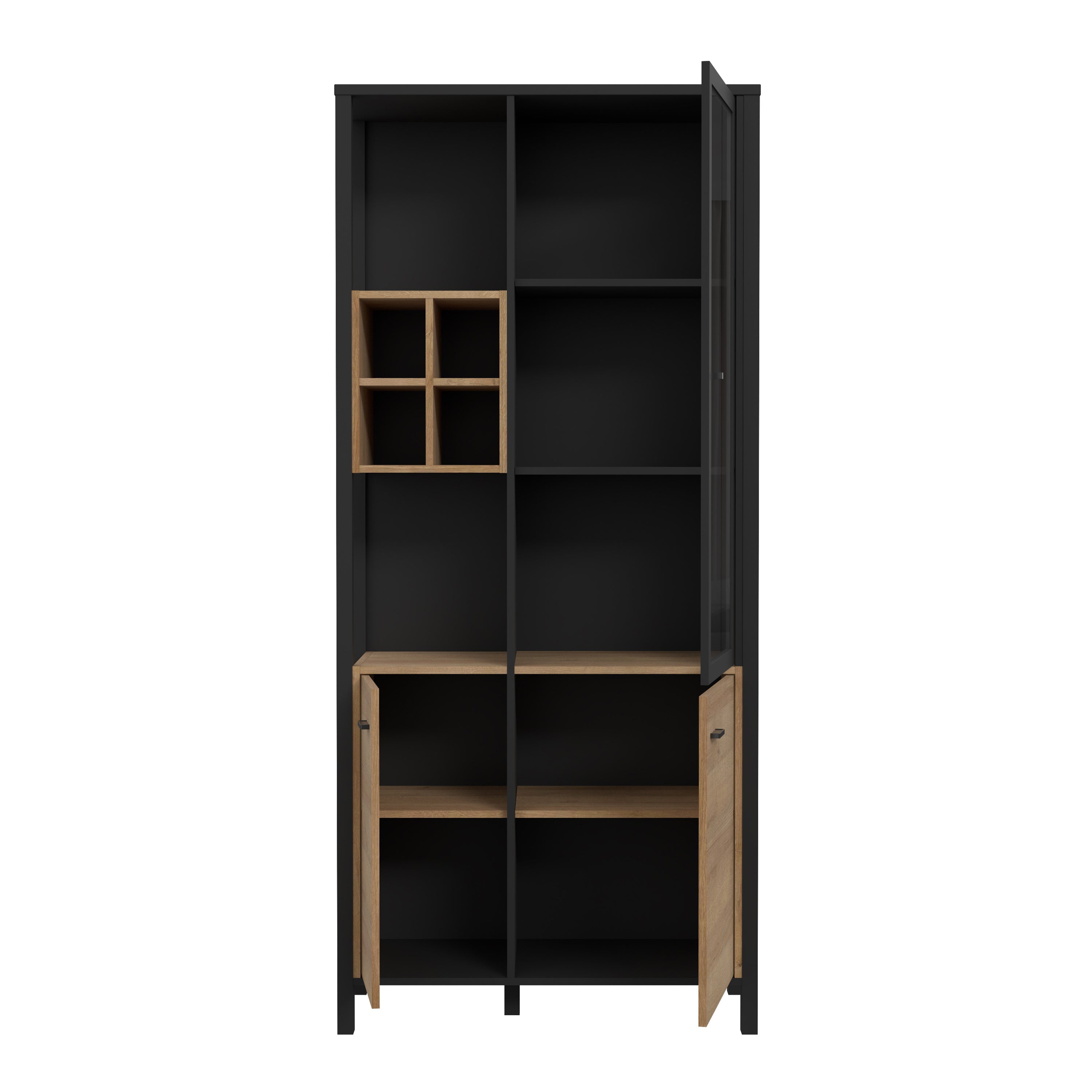 High Rock Display Cabinet in Matt Black/Riviera Oak – FTG, view 4