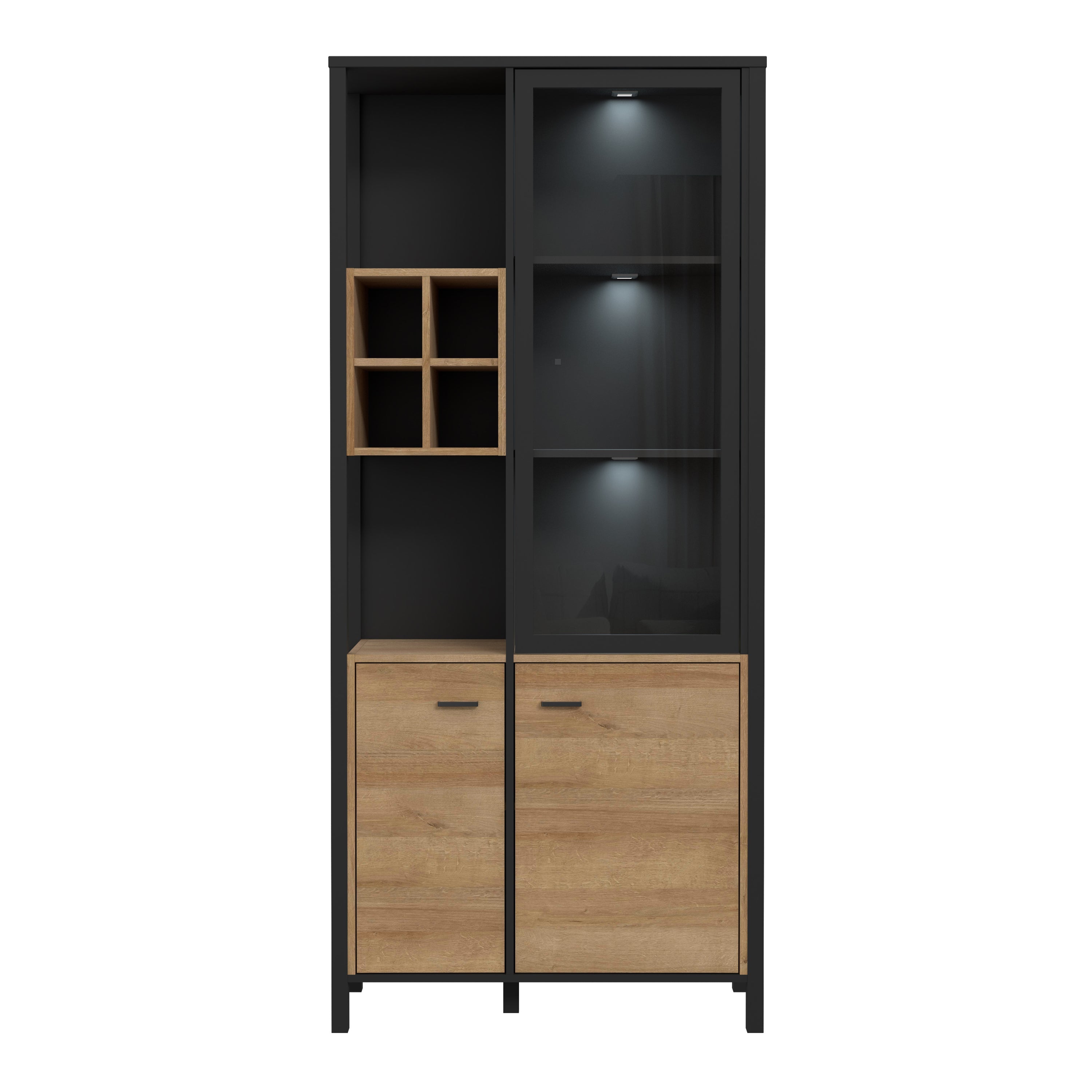 High Rock Display Cabinet in Matt Black/Riviera Oak – FTG, view 6