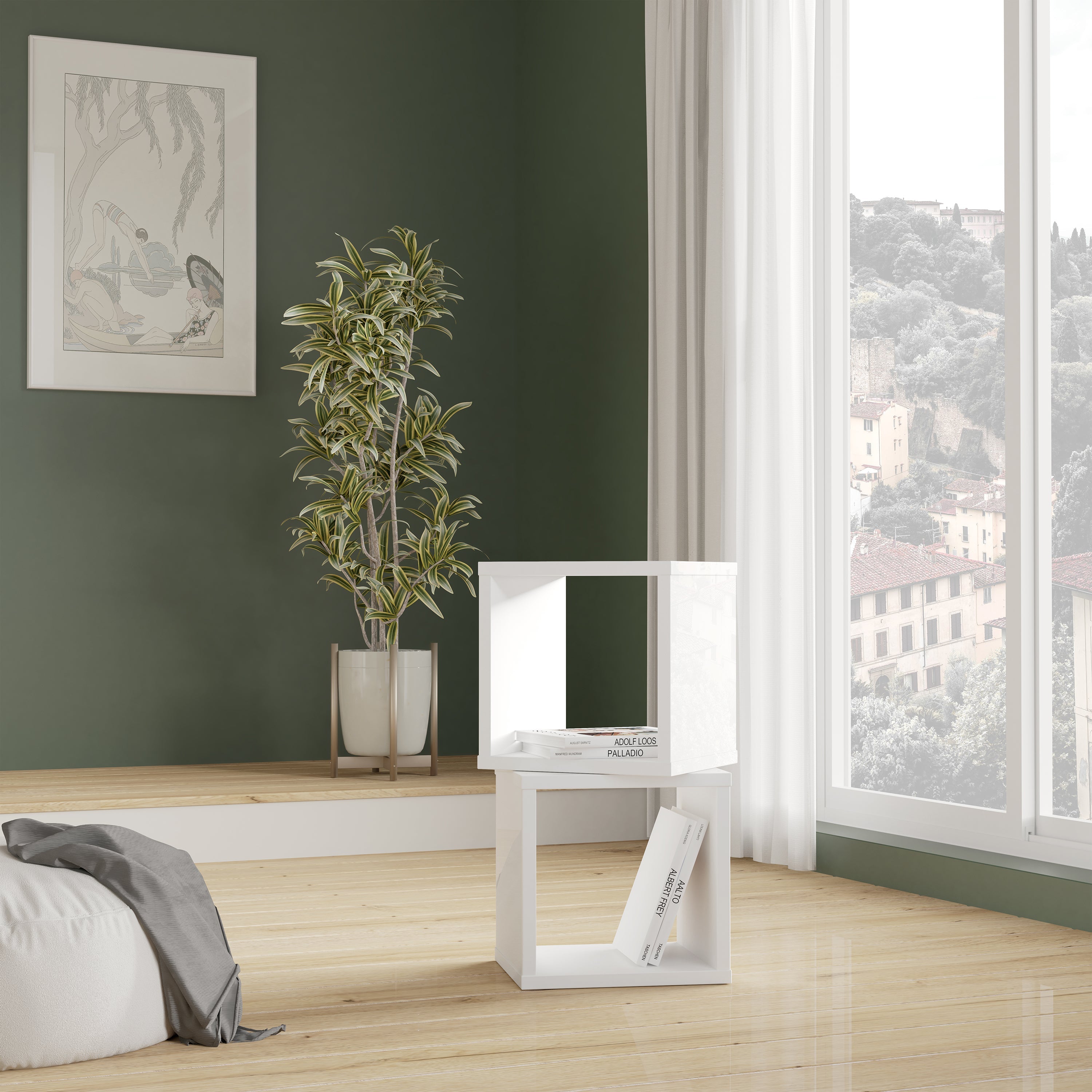 Mauro Singular Storage Unit in White High Gloss/White – FTG, view 5